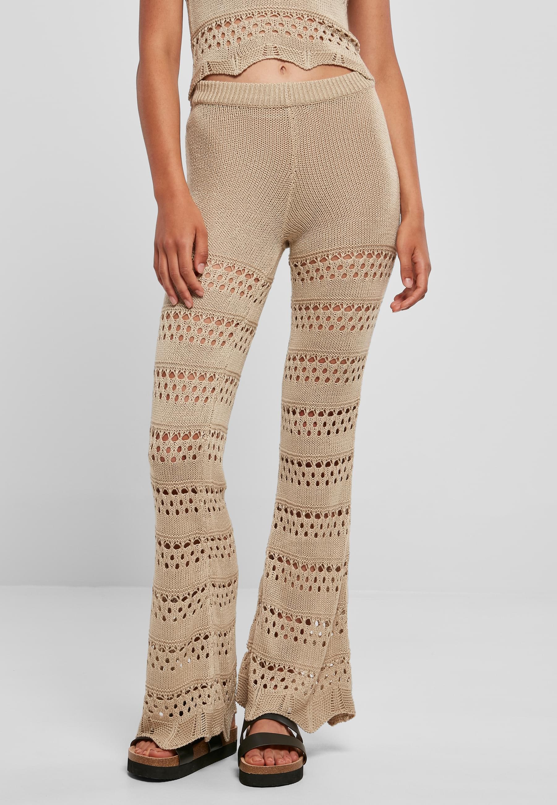 URBAN CLASSICS Leggings »Urban Classics Damen Ladies Flared Crochet Knit Leggings«, (1 tlg.)