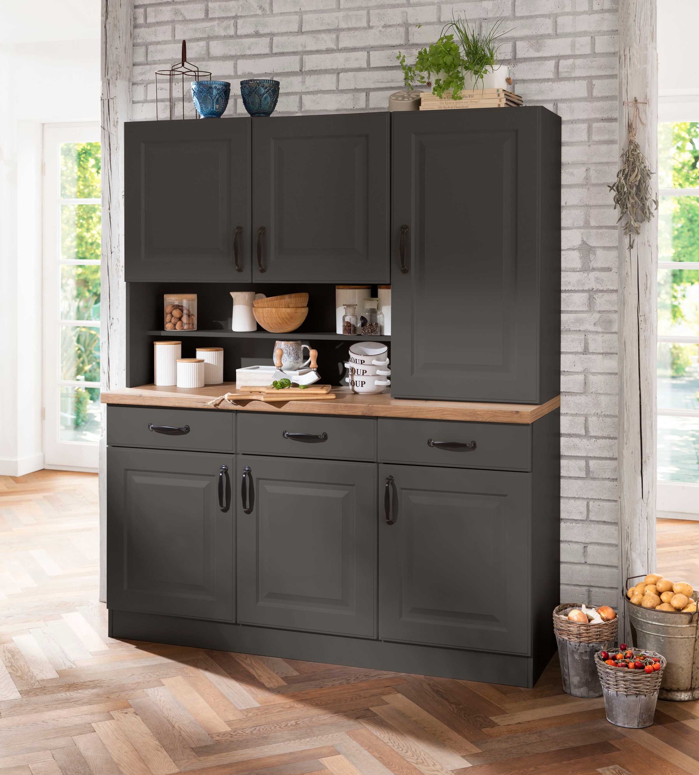 wiho Küchen Küchenbuffet "Erla, TOPSELLER" 150 cm breit mit Kassettenfront günstig online kaufen