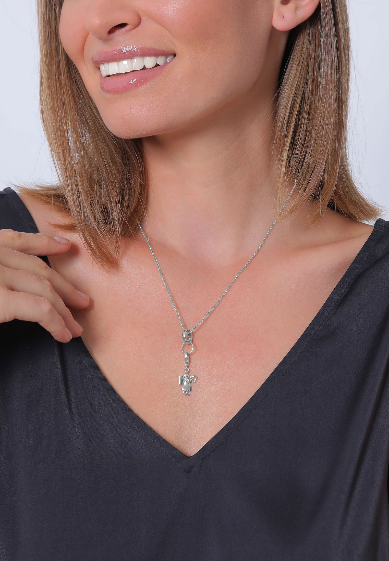 Elli Charm-Einhänger »Charm Schutzengel Herz Talisman Glücksbringer 925 Silber«