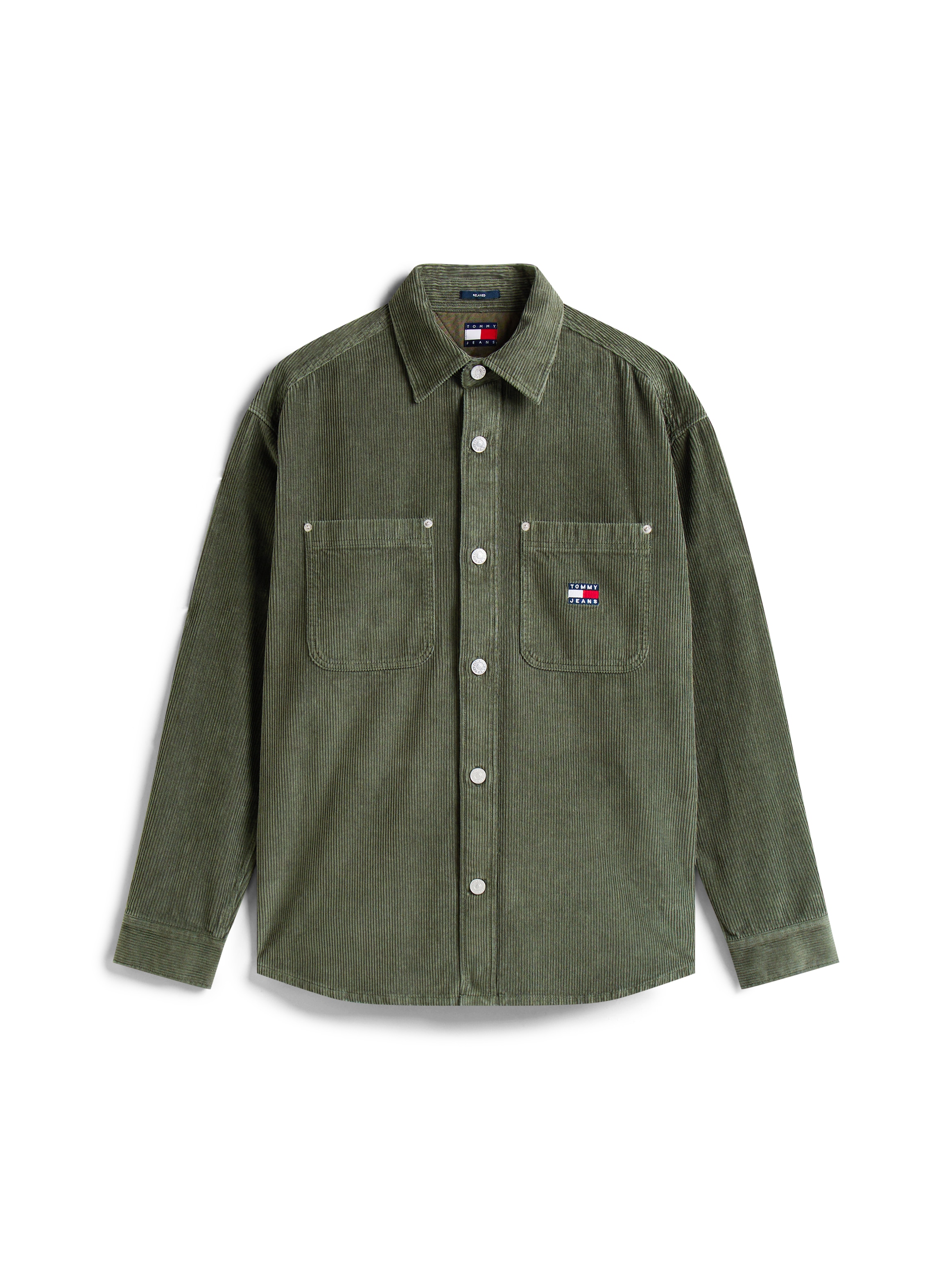 Tommy Jeans Langarmhemd »WASHED CORD SHIRT«, Relaxed fit mit Rundhalsausschnitt