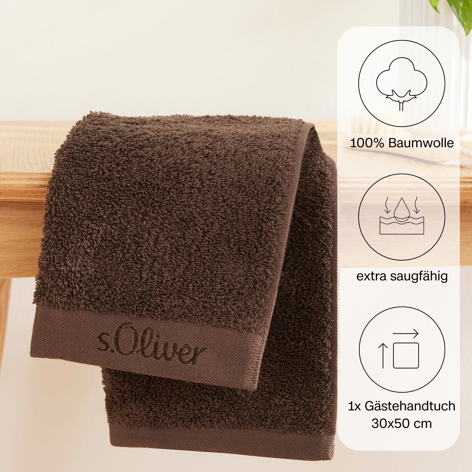 s.Oliver Gästehandtuch »s.Oliver, Premium Qualität, 600 gr/m², auch als Sets erhältlich«, (1 St., Gästehandtuch 30 x 50 cm), große Farbauswahl, auch als Duschtuch, Waschhandschuh, Handtuch