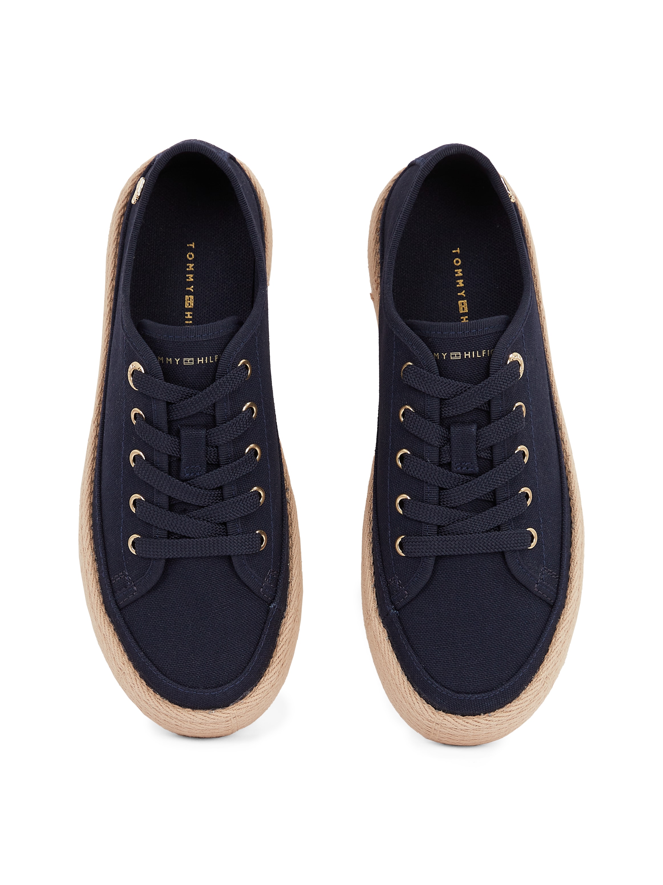 Tommy Hilfiger Plateausneaker »VULC ESPADRILLE SNEAKER«, Freizeitschuh, Halbschuh, Schnürer mit bastbezogenem Plateau