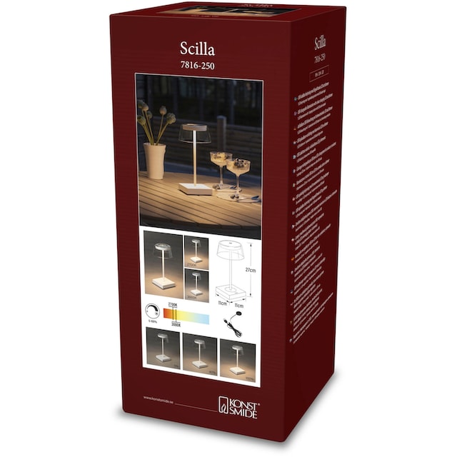 KONSTSMIDE LED Tischleuchte »Scilla«, Scilla LED USB-Tischleuchte weiss,  Farbtemperatur, dimmbar | BAUR