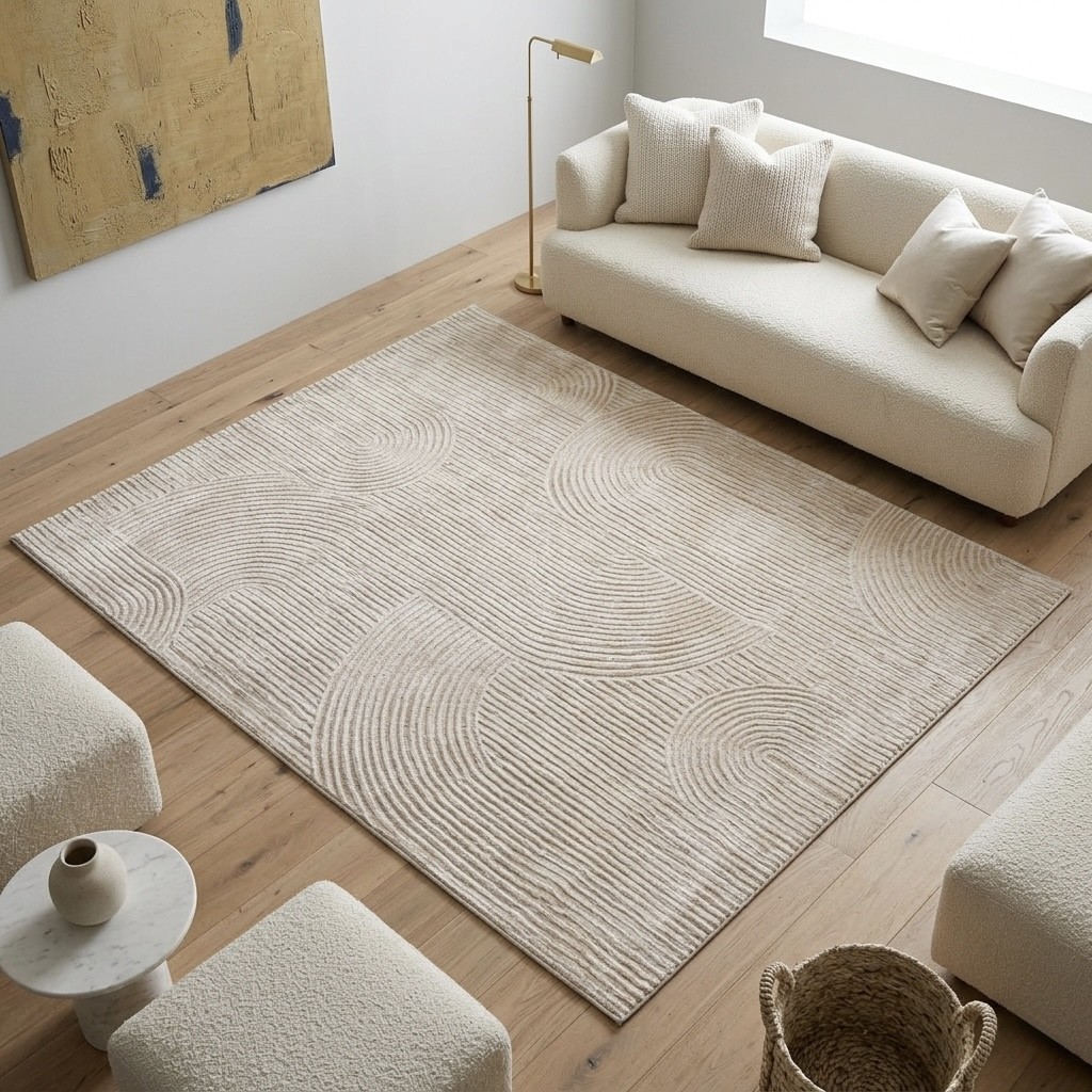 Sehrazat Teppich "Moda 1100, auch als Läufer" rechteckig 11 mm Höhe Kurzflor, grafisches Hoch Tief Muster, Wohnzimmer