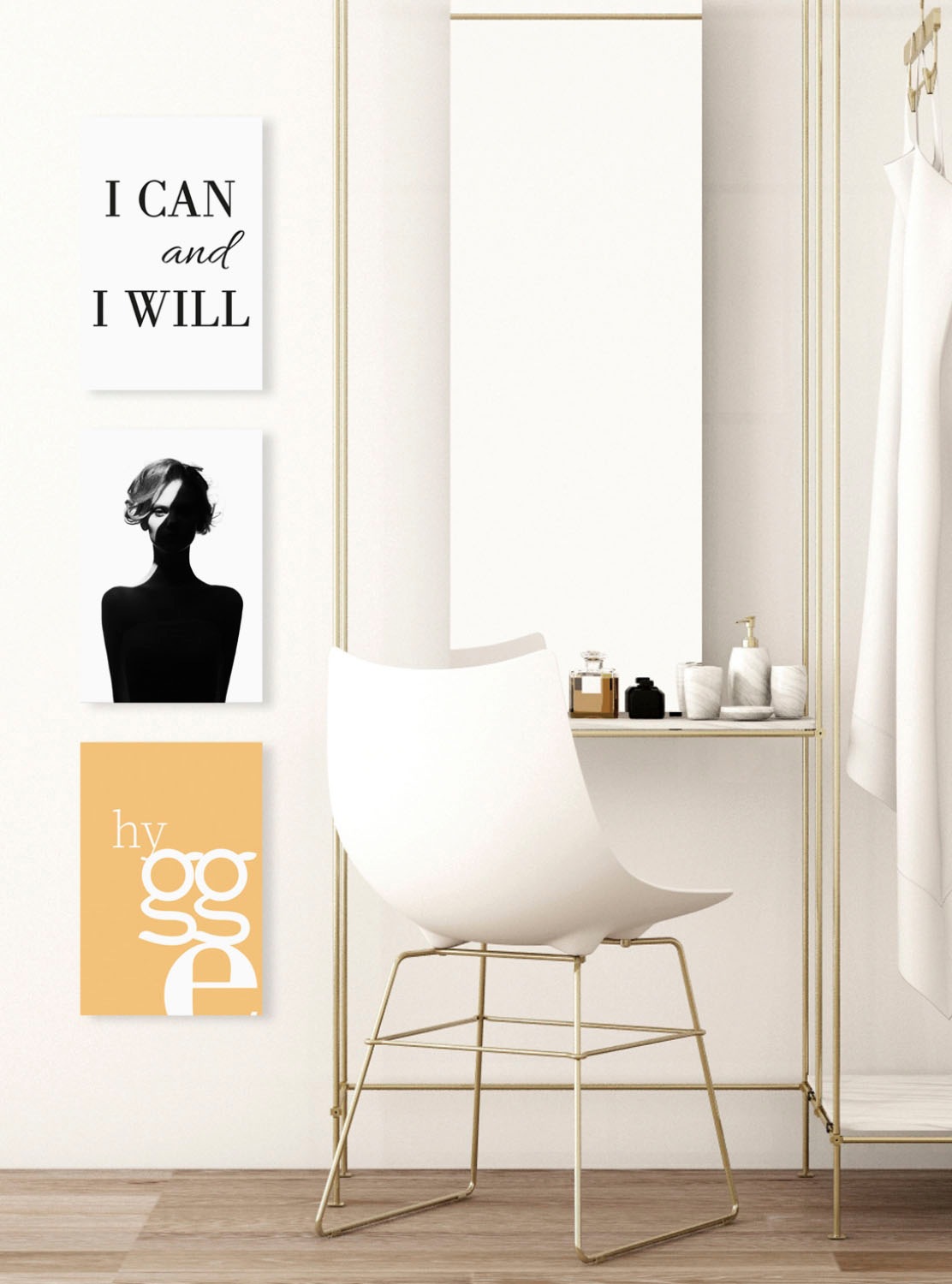 queence Acrylglasbild "hygge" Schriftzug  Schwarz-Weiß  Sprüche  Sprüche & günstig online kaufen