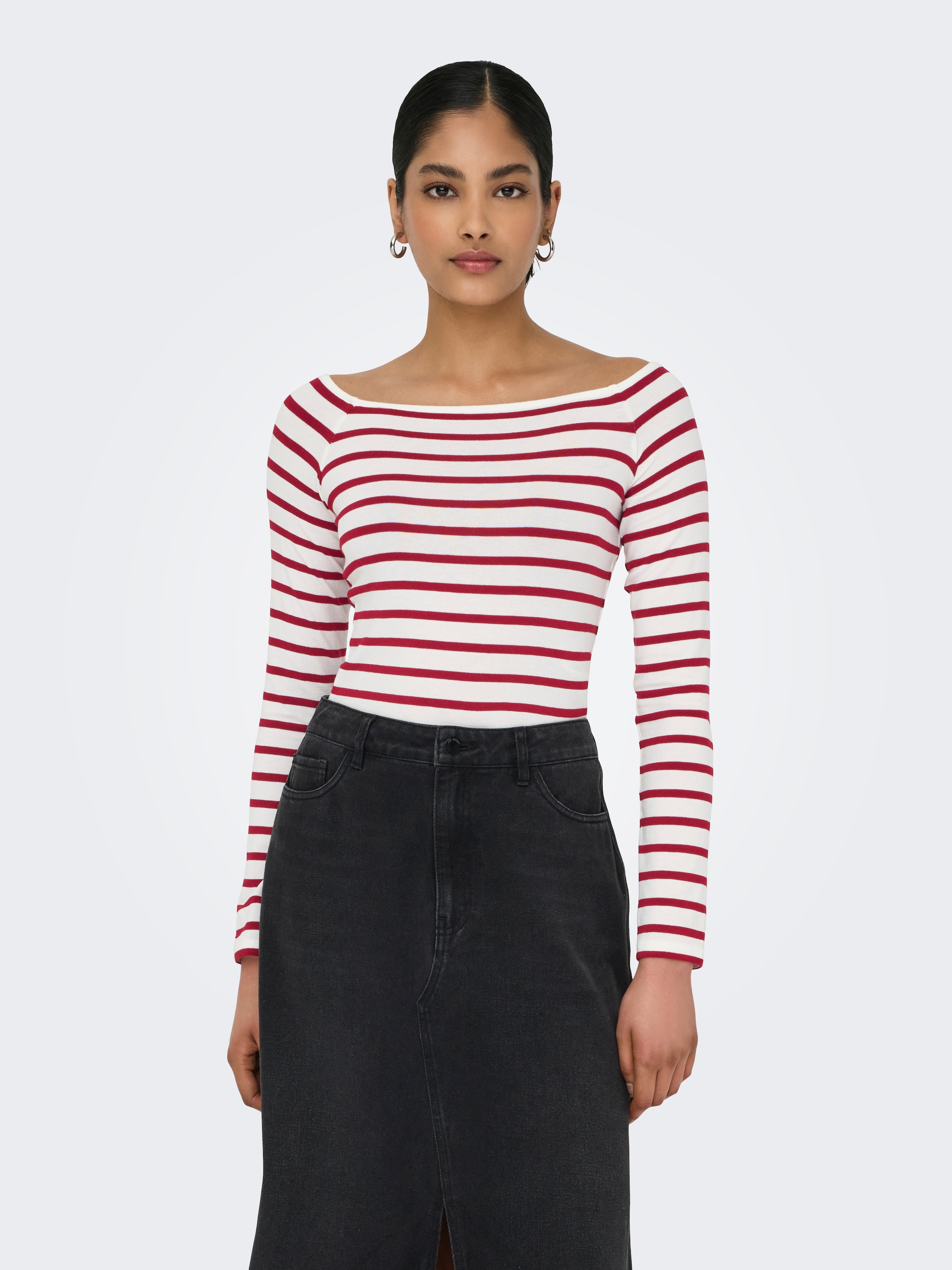 ONLY Langarmshirt »ONLGLAMOUR L/S BOAT NECK TOP BOX CC JRS«
