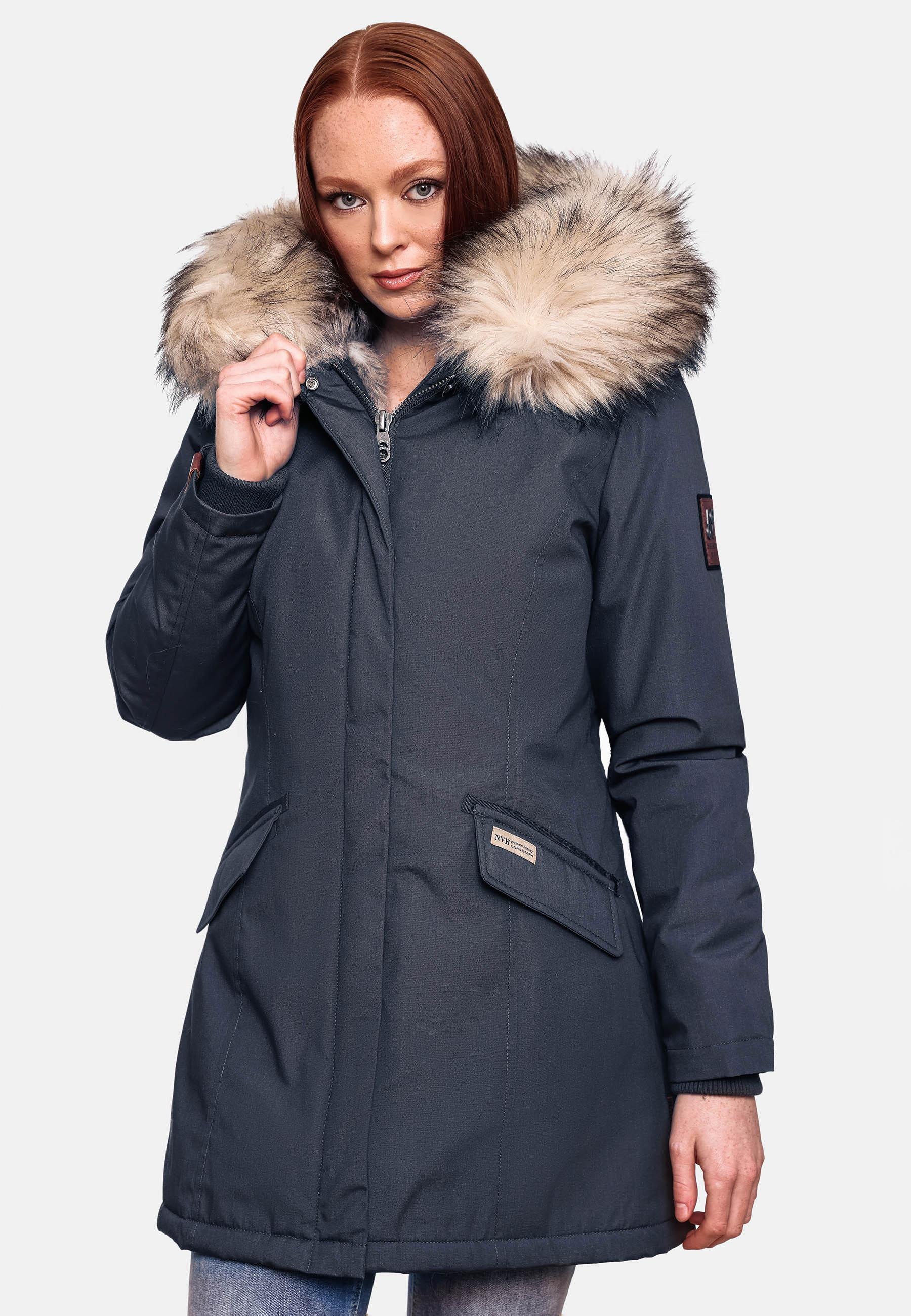 Navahoo Wintermantel »Cristal«, stylischer Damen Winterparka mit Kunstfell-Kapuze