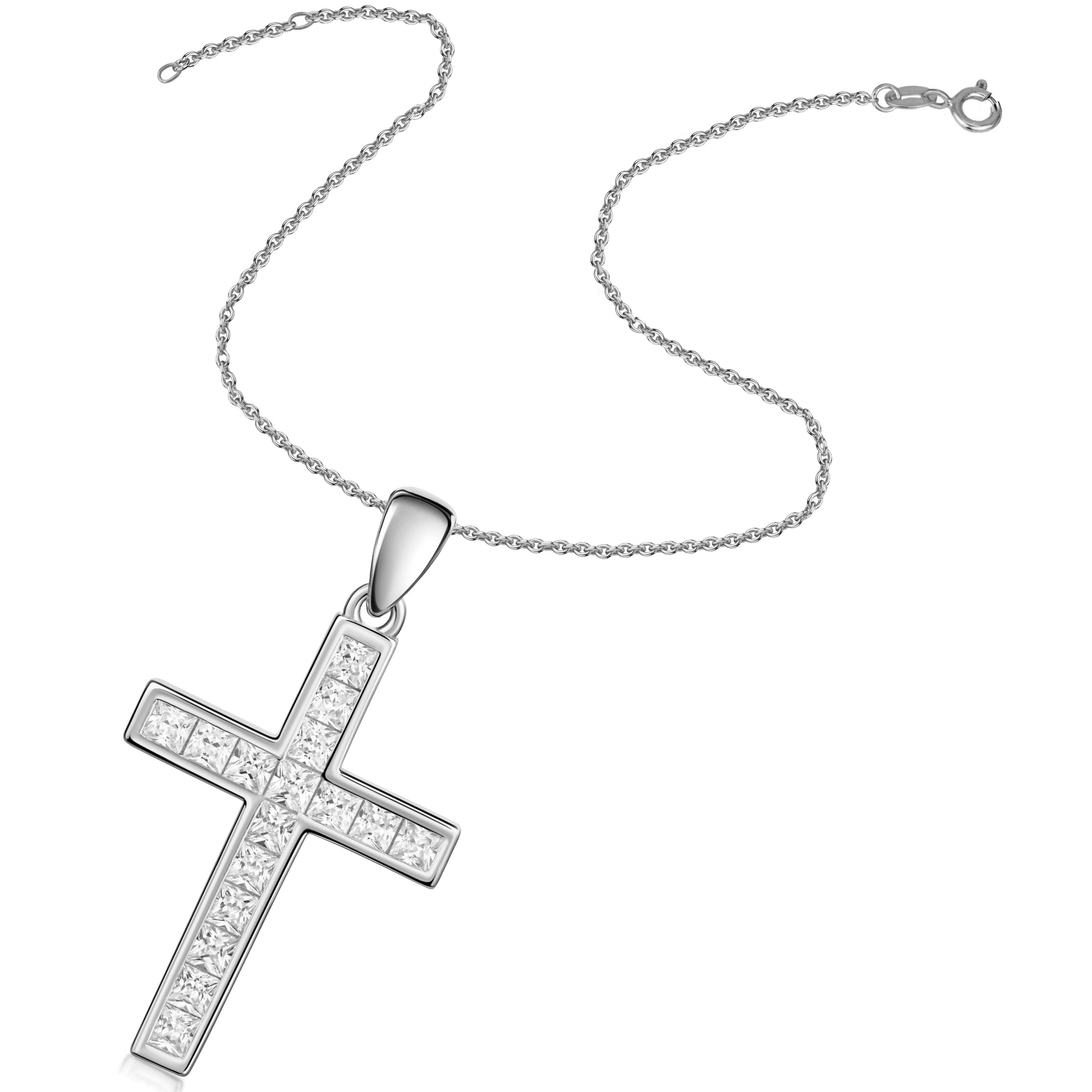 Firetti Kette mit Anhänger »Schmuck Geschenk Silber 925 Halsschmuck Kreuz-Design« Made in Germany - mit Zirkonia (synth.)