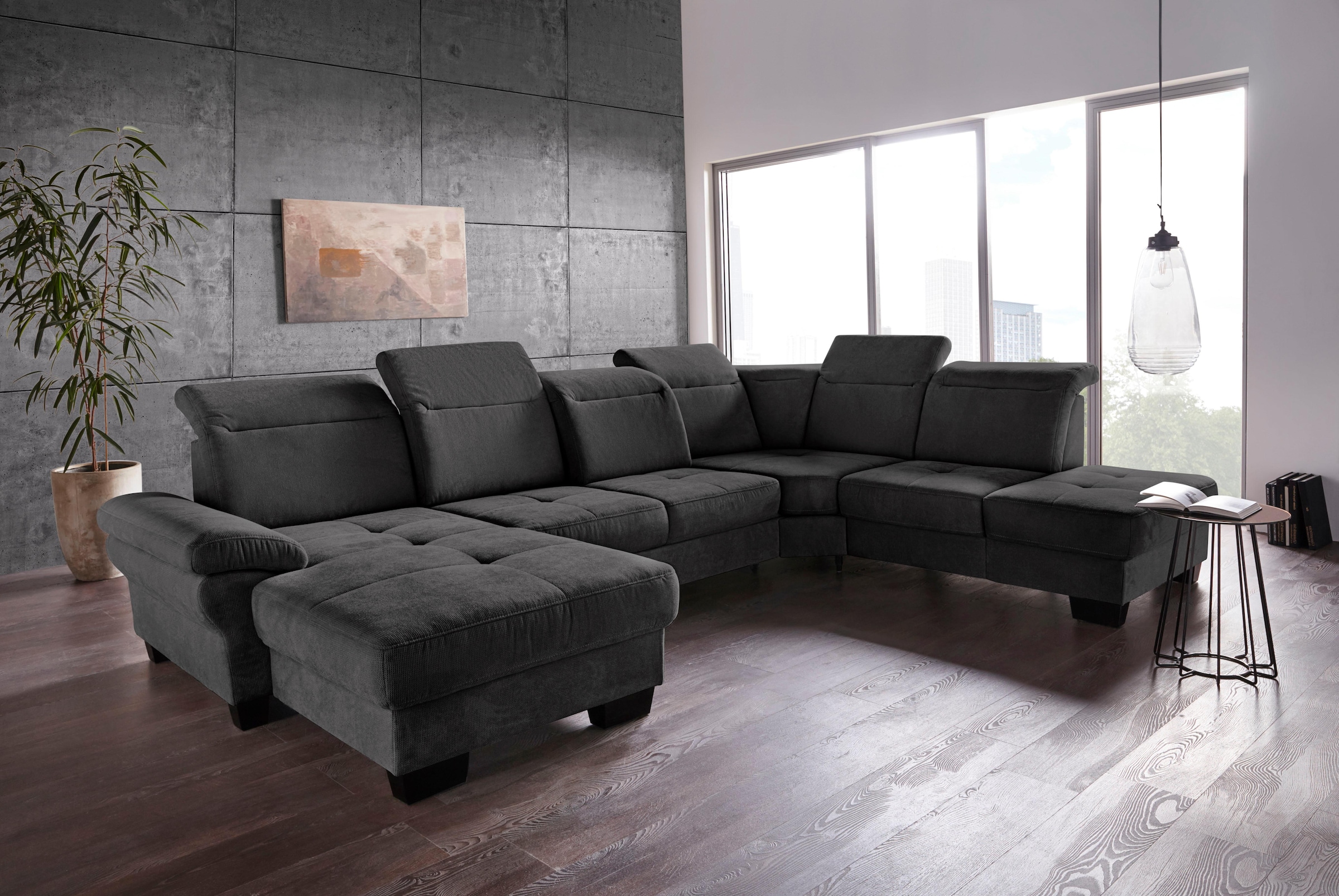 Places of Style Wohnlandschaft »Cornwall U-Form«, inkl. Sitztiefenverstellung, wahlweise mit Bettfunktion
