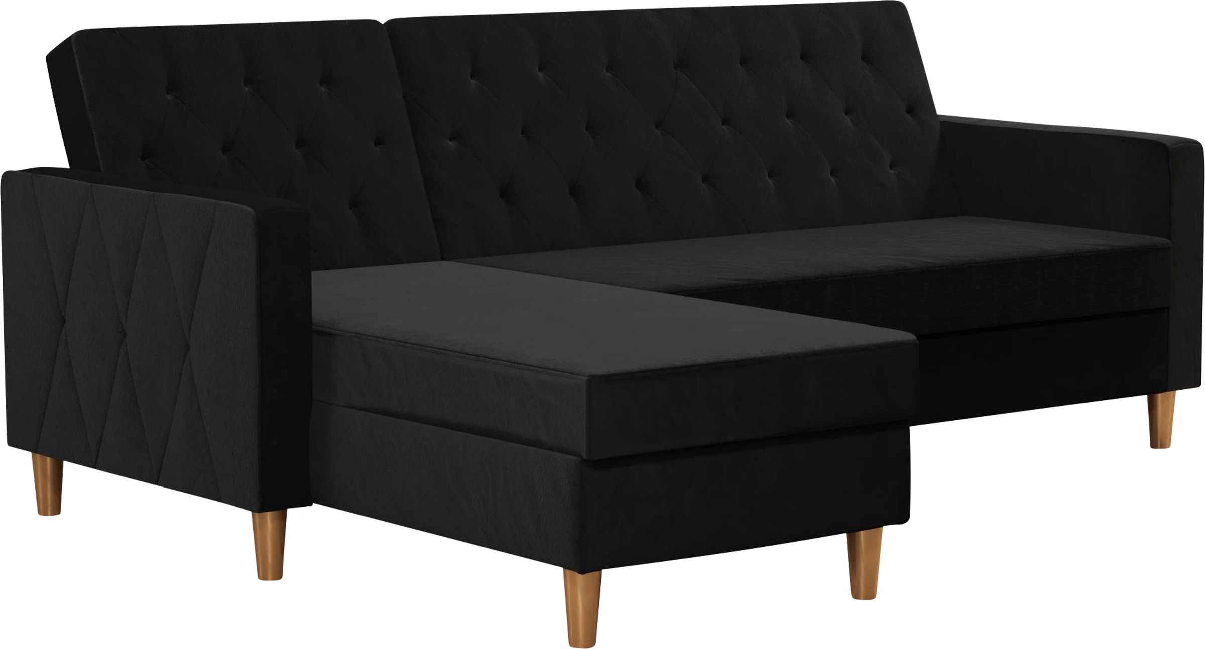 Cosmo Living Ecksofa »Liberty«, mit Schlafffunktion, Recamiere mit Stauraum beidseitig montierbar