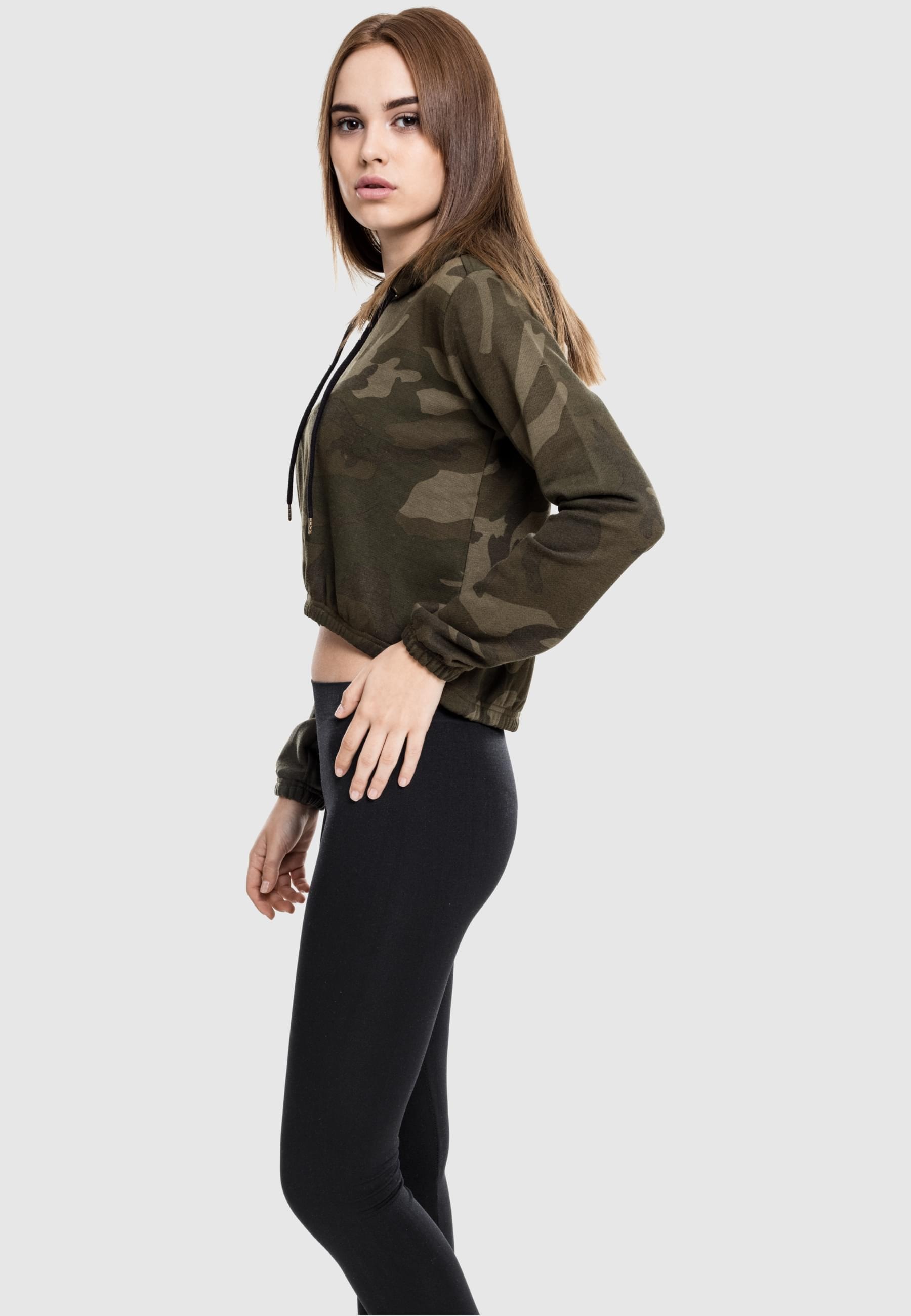 URBAN CLASSICS Rundhalspullover »Urban Classics Damen Ladies Camo Cropped Hoody«, (1 tlg.)