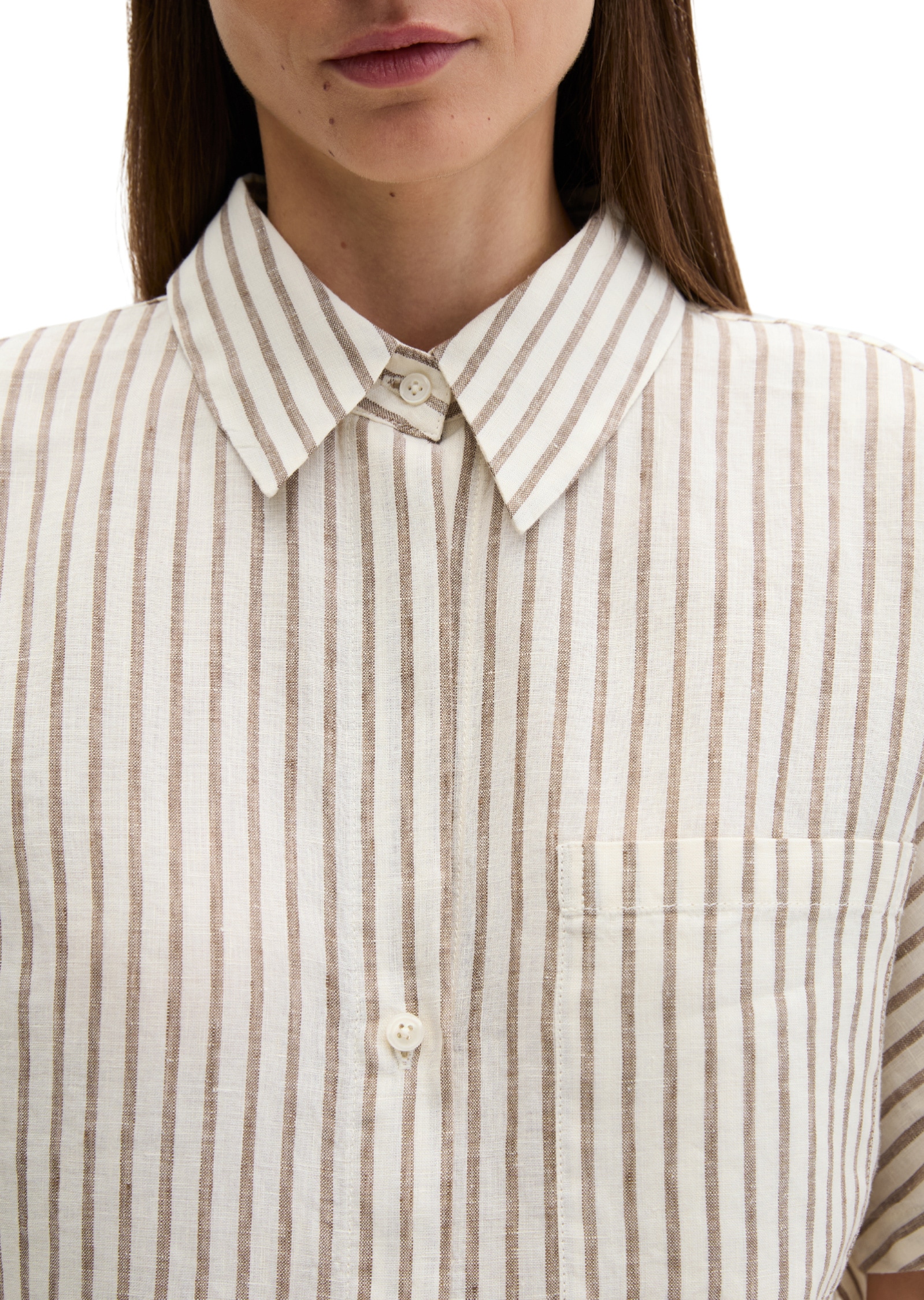 Marc O'Polo Kurzarmbluse »mit garngefärbtem Streifenmuster«