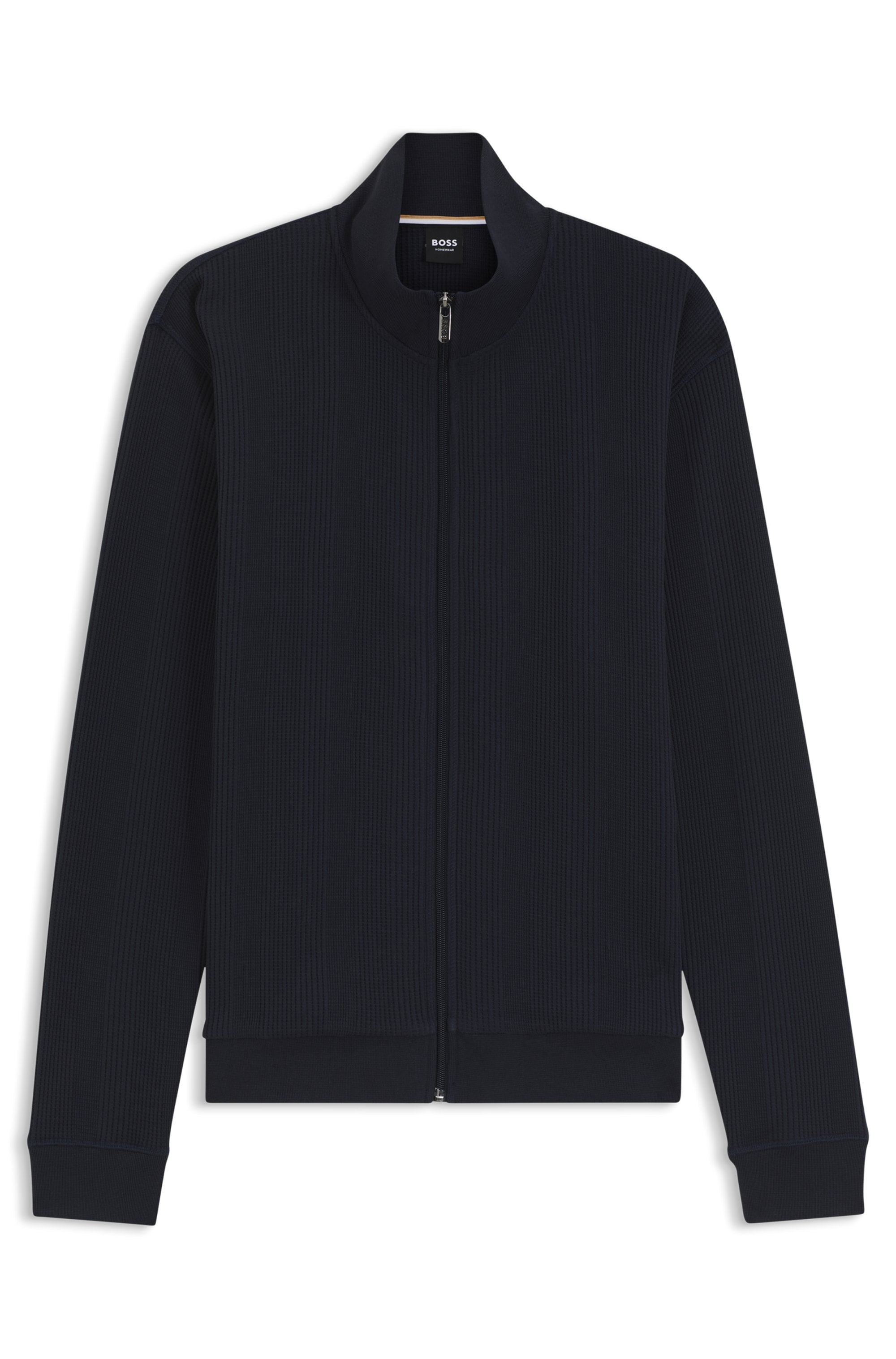 BOSS Sweatjacke »Structure« aus Baumwoll-Mix mit Waffelstruktur