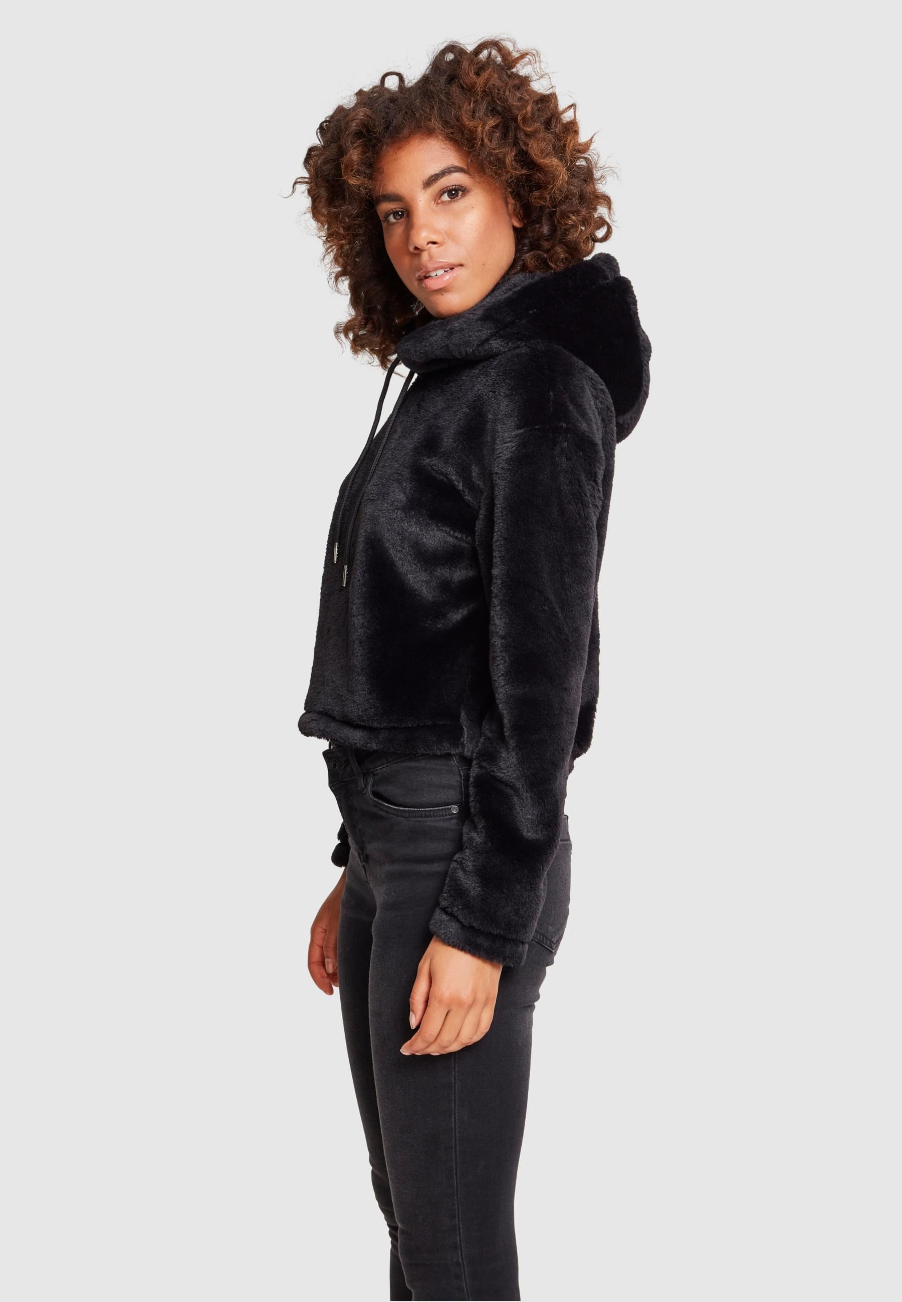 URBAN CLASSICS Rundhalspullover »Urban Classics Damen Ladies Oversize Short Teddy Hoody«, (1 tlg.)