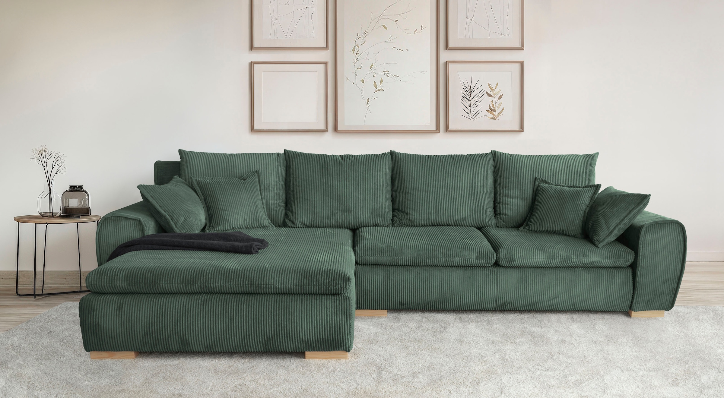 Home affaire Ecksofa »Katja L-Form«, Cord Bezug, inkl. Schlaffunktion und Stauraum
