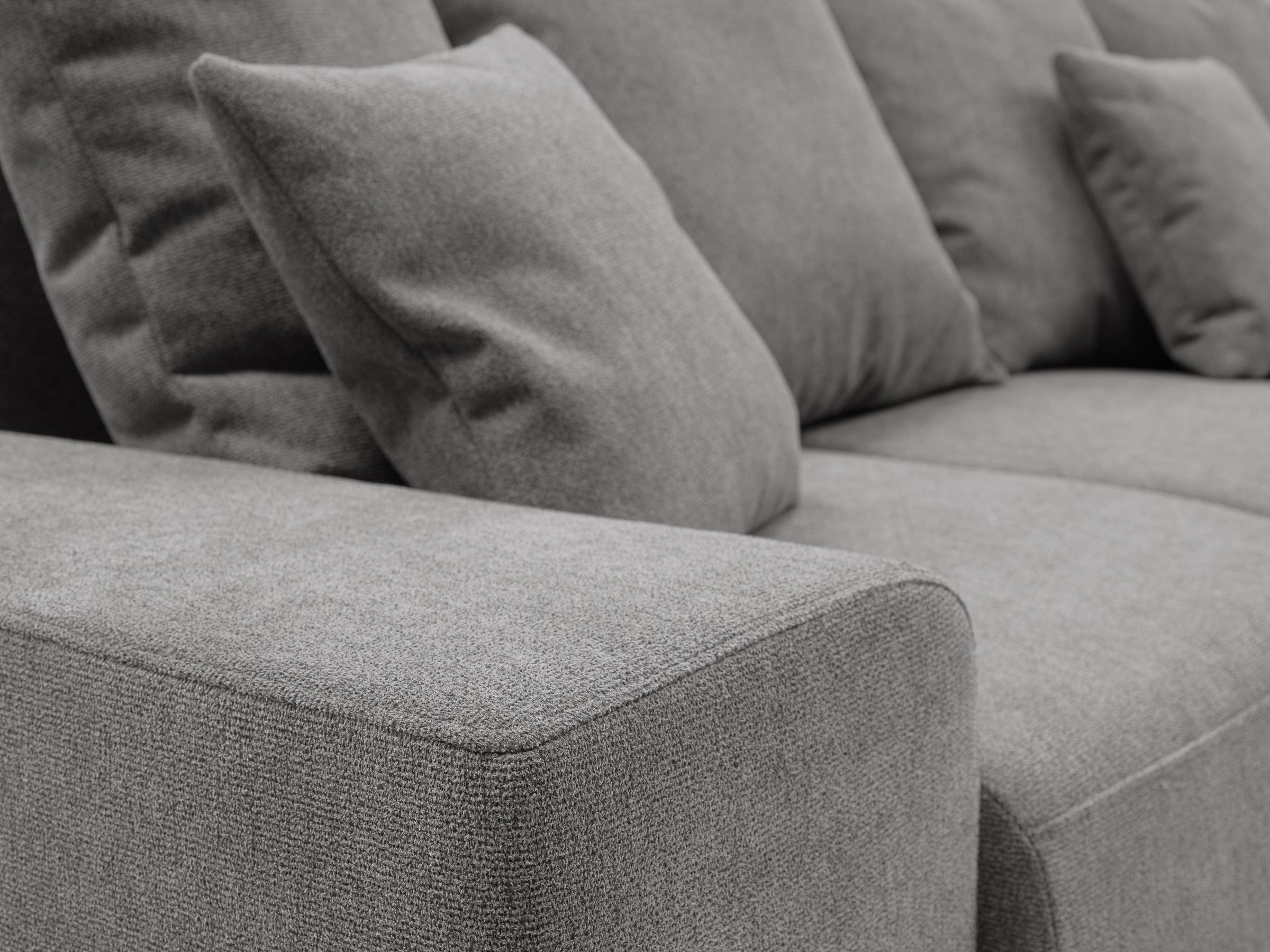 WERK2 Ecksofa »Riwa, modernes Sofa zum Kuscheln und Entspannen, Breite 300cm, L-Form«, Trendiges Ecksofa mit vielen Kissen, Schlaffunktion & Bettkasten