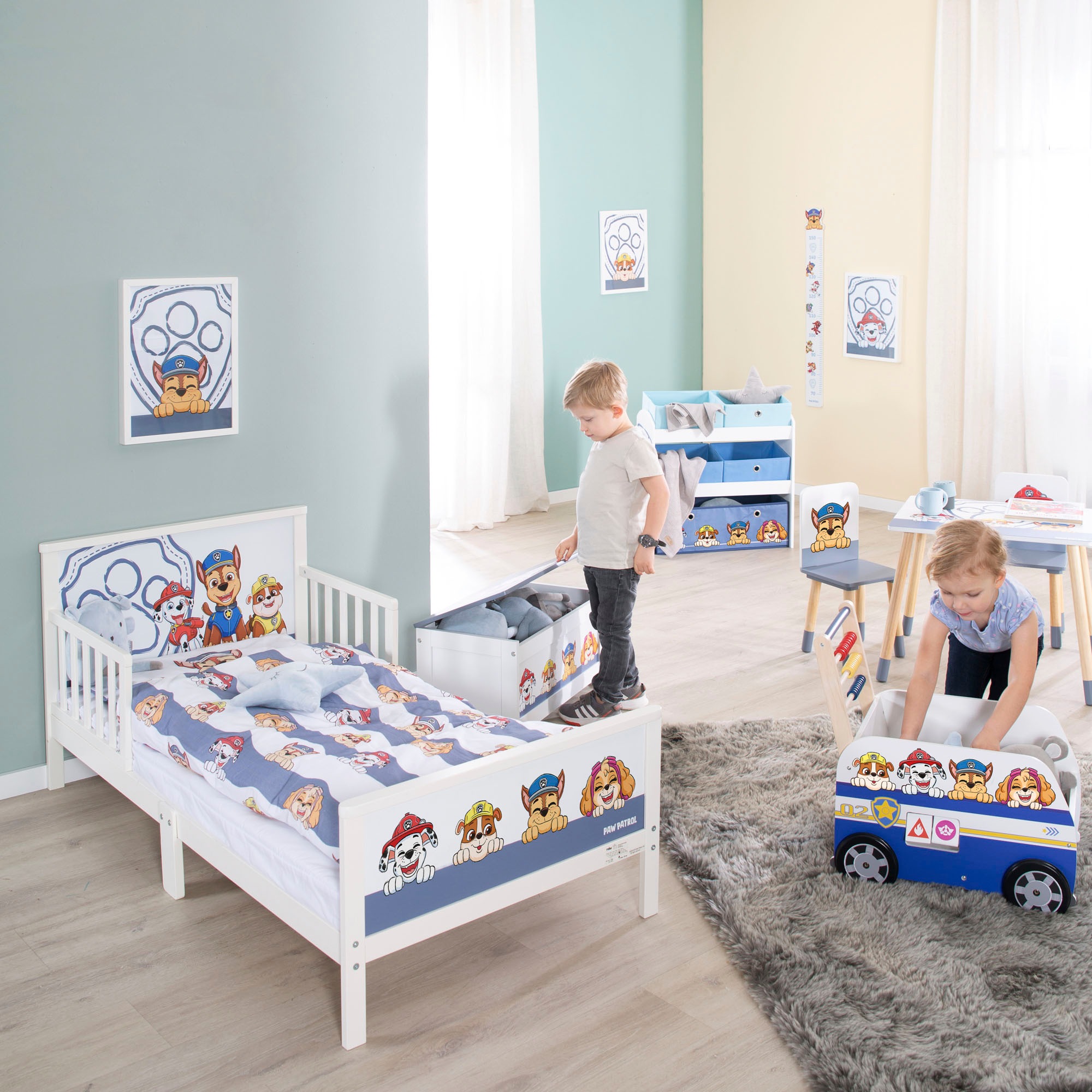 roba® Kinderregal »PAW Patrol, weiß«, inklusive 5 Stoffboxen in 2 Größen