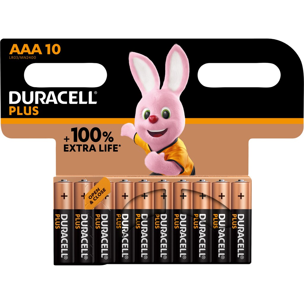 Duracell Batterie »Plus Micro/AAA/LR03«, LR03, 1,5 V, (10 St., Alkaline Batterie, 10 Stück)