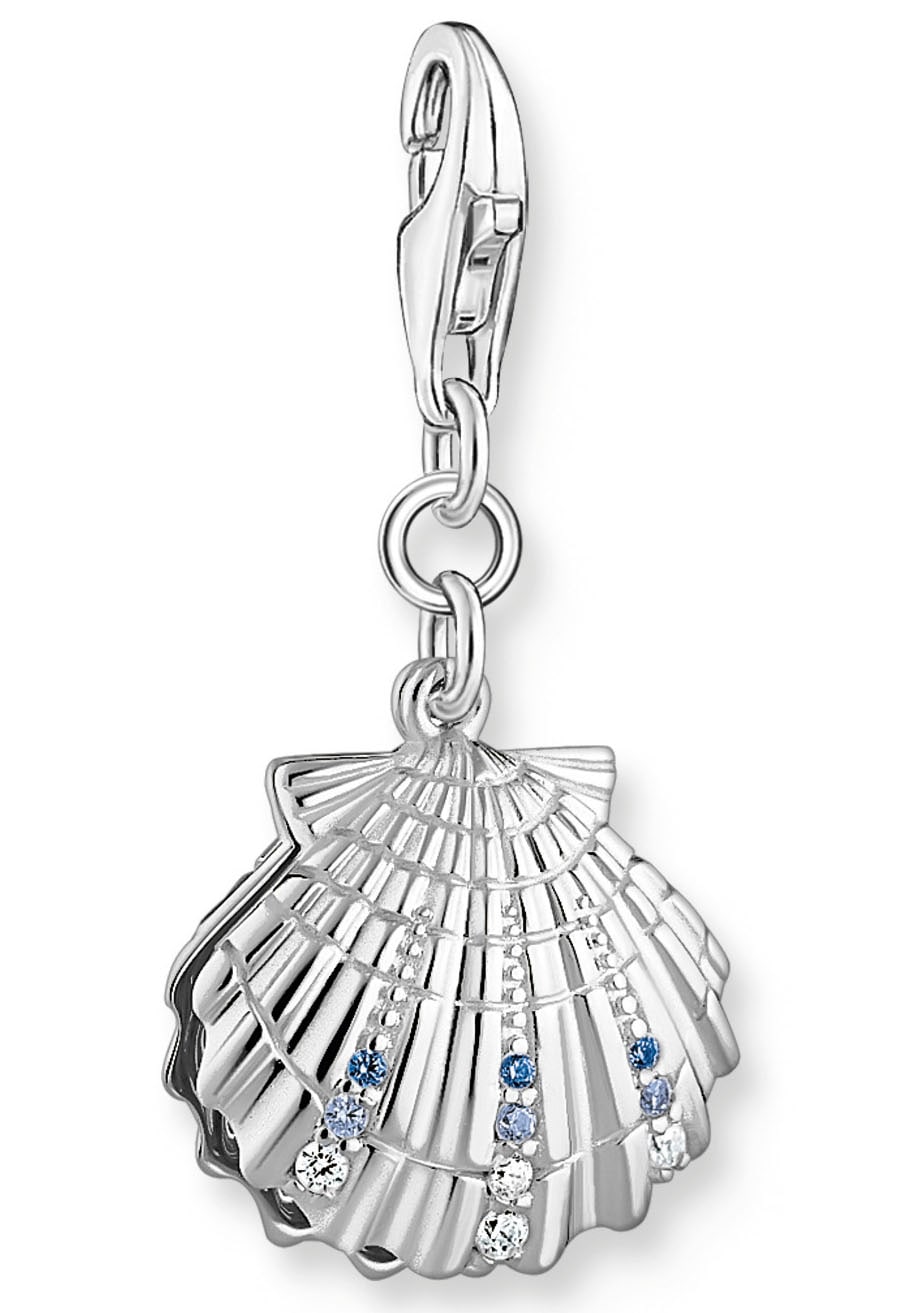 THOMAS SABO Charm-Einhänger »Muschel-Optik, 1892-945-7«, mit Glas-Keramik Stein - mit Süßwasserzuchtperle