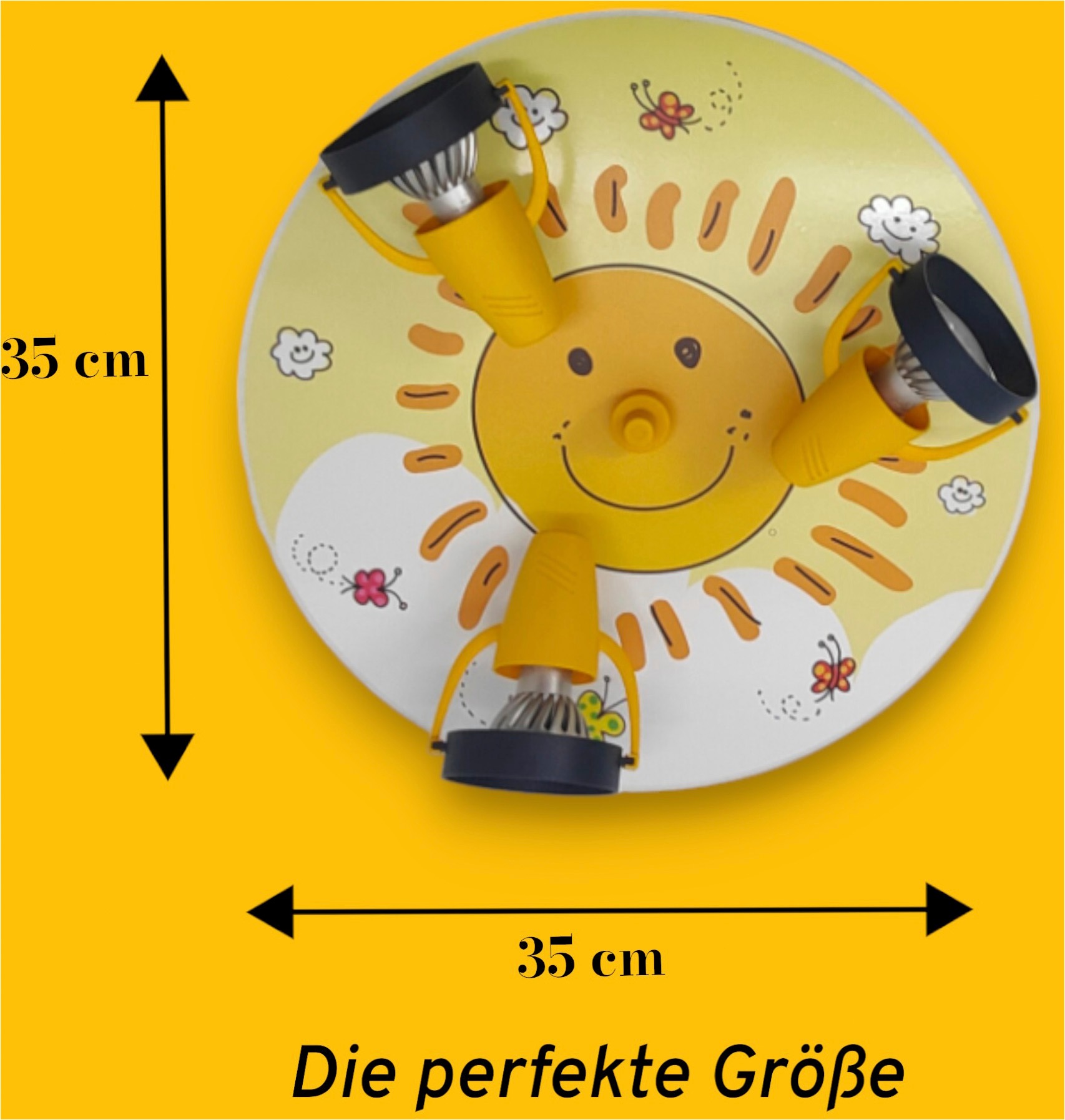 niermann Deckenleuchte »Kinderlampe mit Motiv "Sunny", Strahler für Kinderzimmer« GU10 1 Stk. 3 schwenk- und drehbare Strahler, Made in Germany