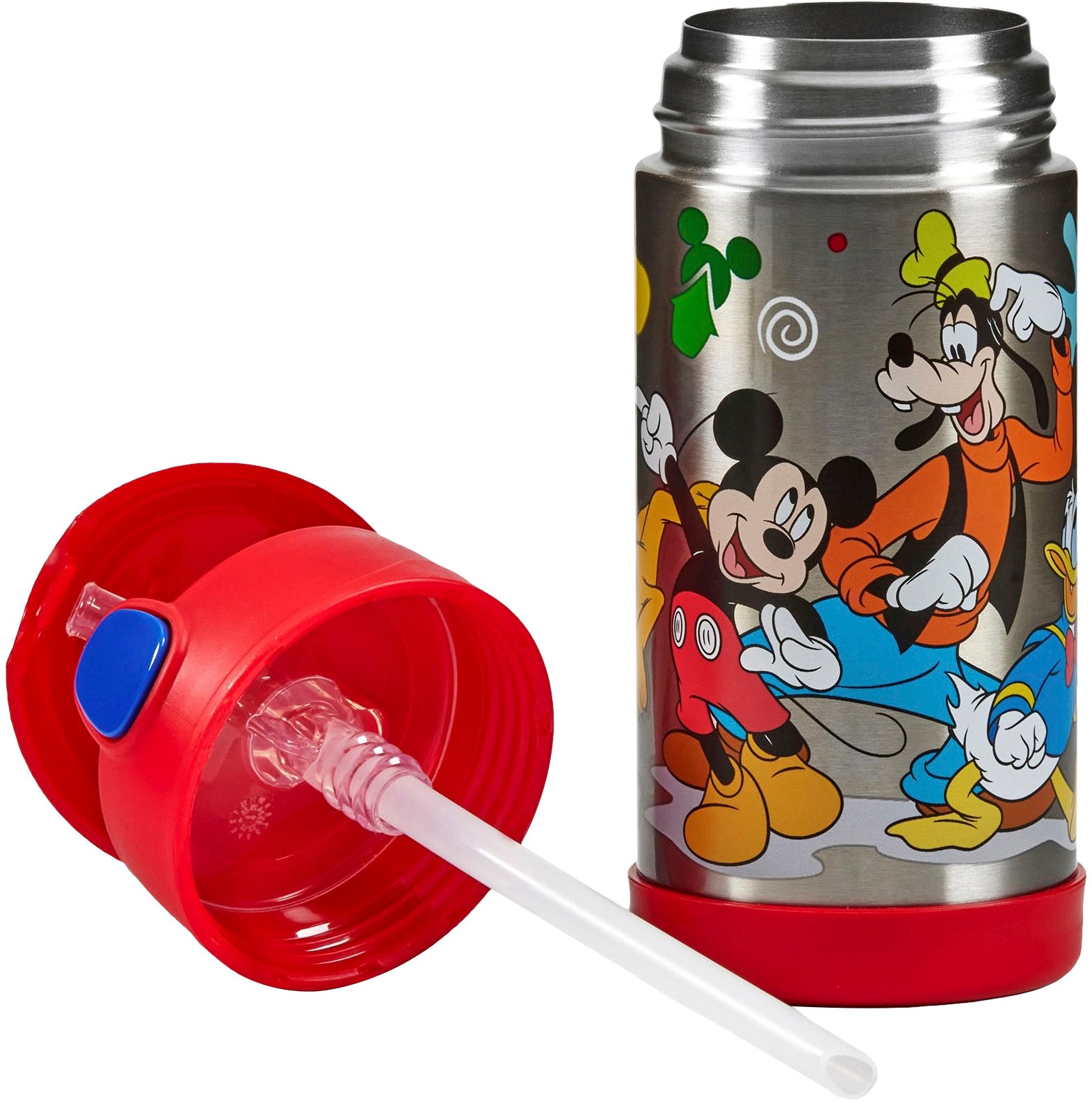 THERMOS Isolierflasche »FUNTAINER STRAW BOTTLE, doppelwandiger Edelstahl, spülmaschinenfest«, (1 tlg.), 0,35l, mit Silikonstrohalm, absolut dicht