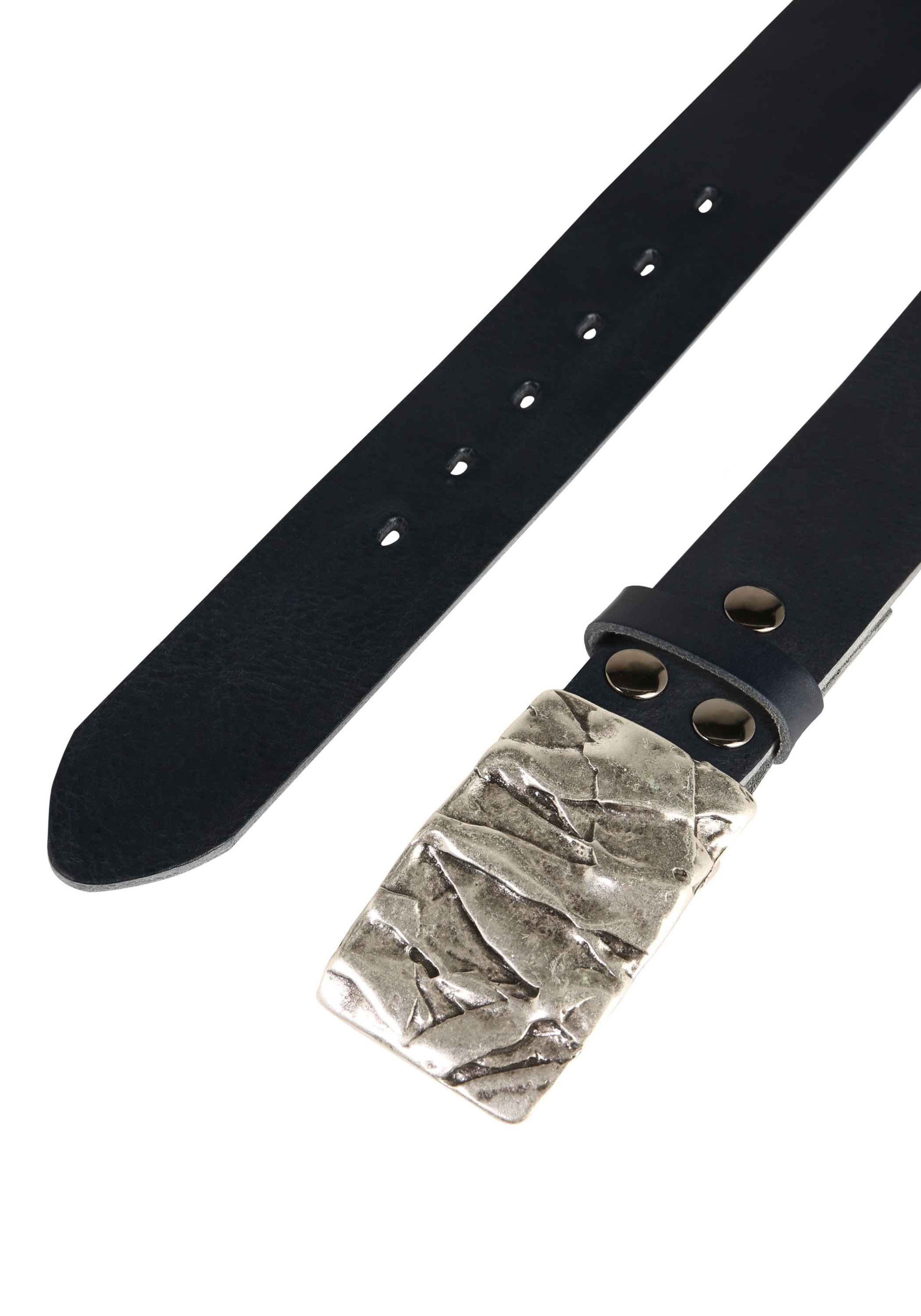 Rettungsring Gürtel Ledergürtel »»Soft Boom Navy«, mit austauschbarer Schließe »Felswand Silber««