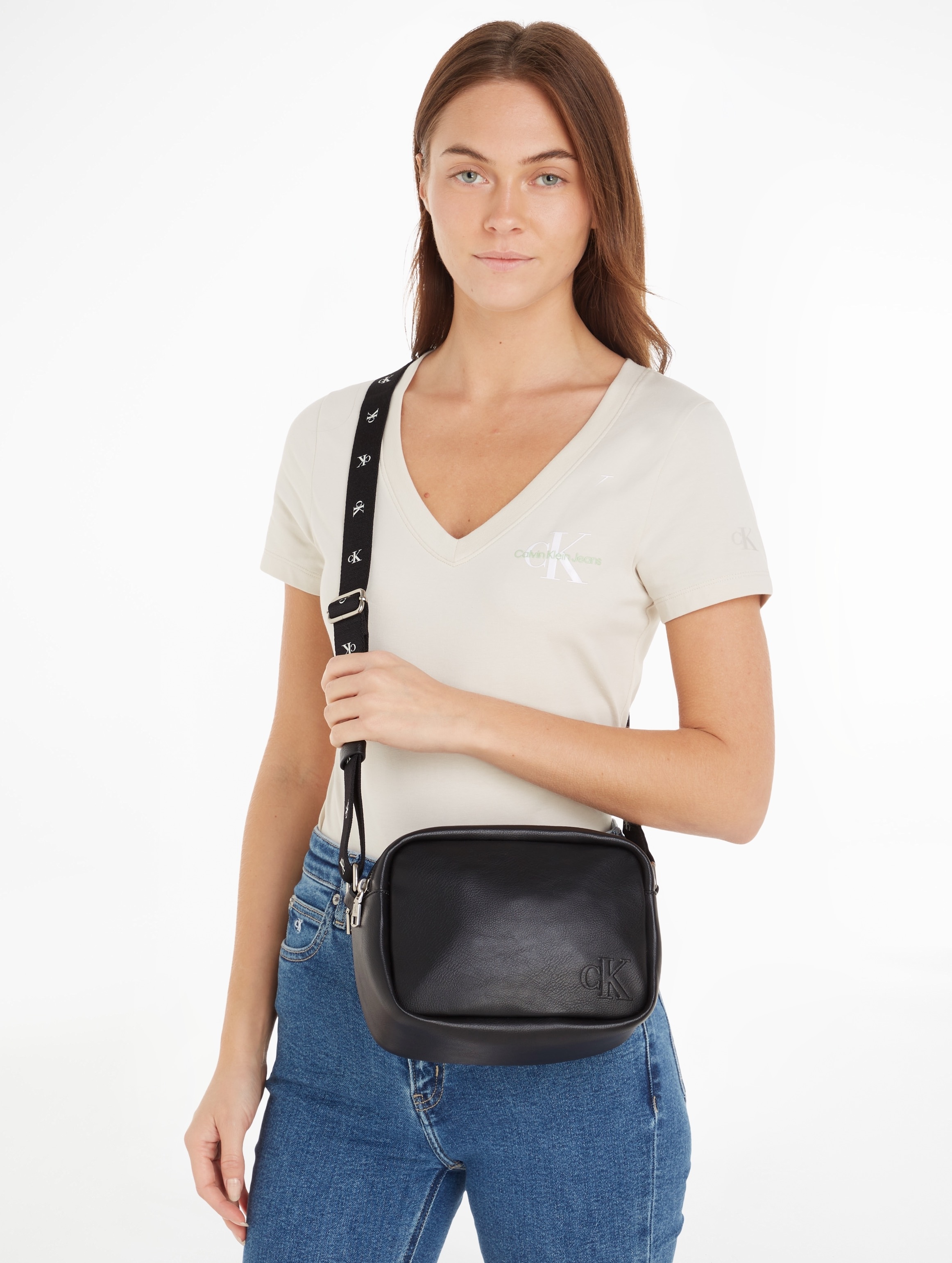 Calvin Klein Jeans Mini Bag »ULTRALIGHT DBLZIPCAMERA BAG21 PU«, Handtasche Damen Umhängetasche Tasche Damen Recycelte Materialien