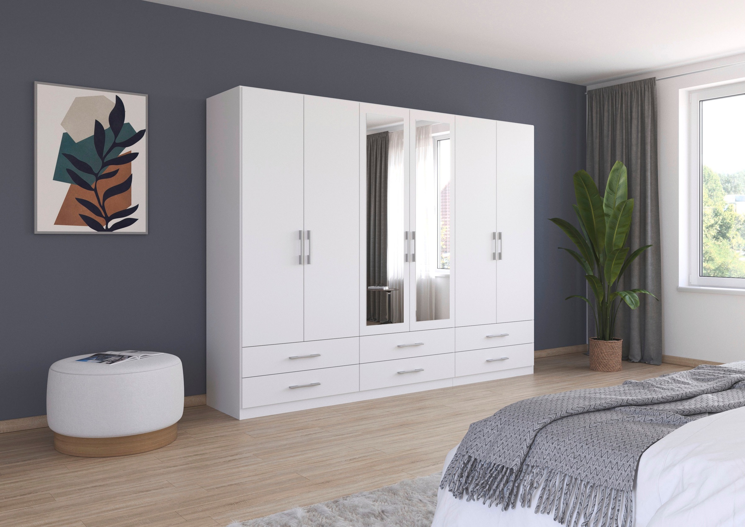 rauch Kleiderschrank "Schrank Garderobenschrank Mehrzweckschrank Schlafzimmer HERSBRUCK" 3 verschiedene Ausstattungen BASIC/CLASSIC/PREMIUM (inkl. SOFT-CLOSE), mit großzügigen Schubladen sowie Spiegeltüren MADE IN GERMANY