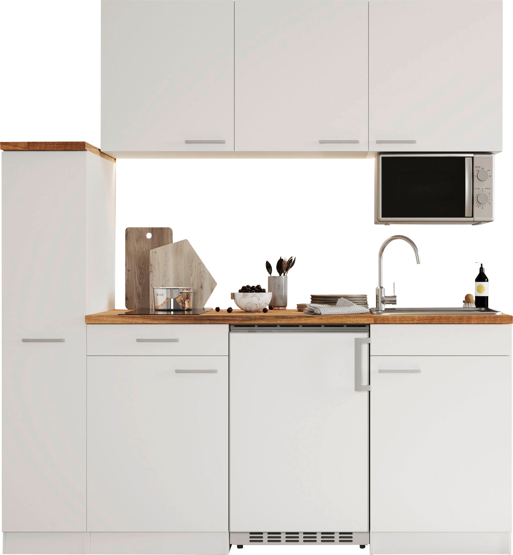 RESPEKTA Küche »Luis, mit Glaskeramikkochfeld, wahlweise mit Mikrowelle, Korpus Weiß,«, Breite 180 cm