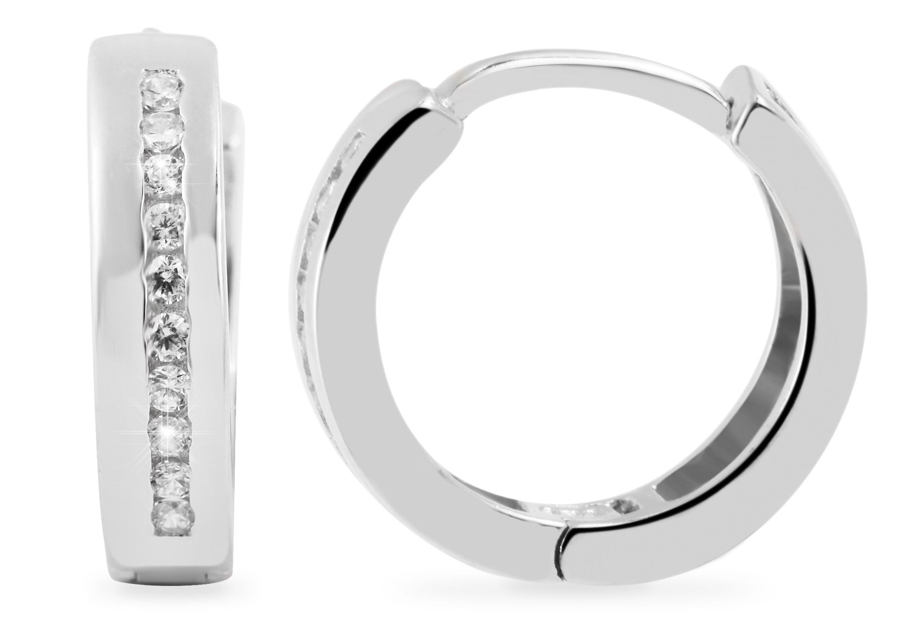 Adelia´s Klappcreolen »Damen Ohrringe – Klappcreole aus 925 Silber mit Zirkonia« Ideal als Geschenk für besondere Anlässe