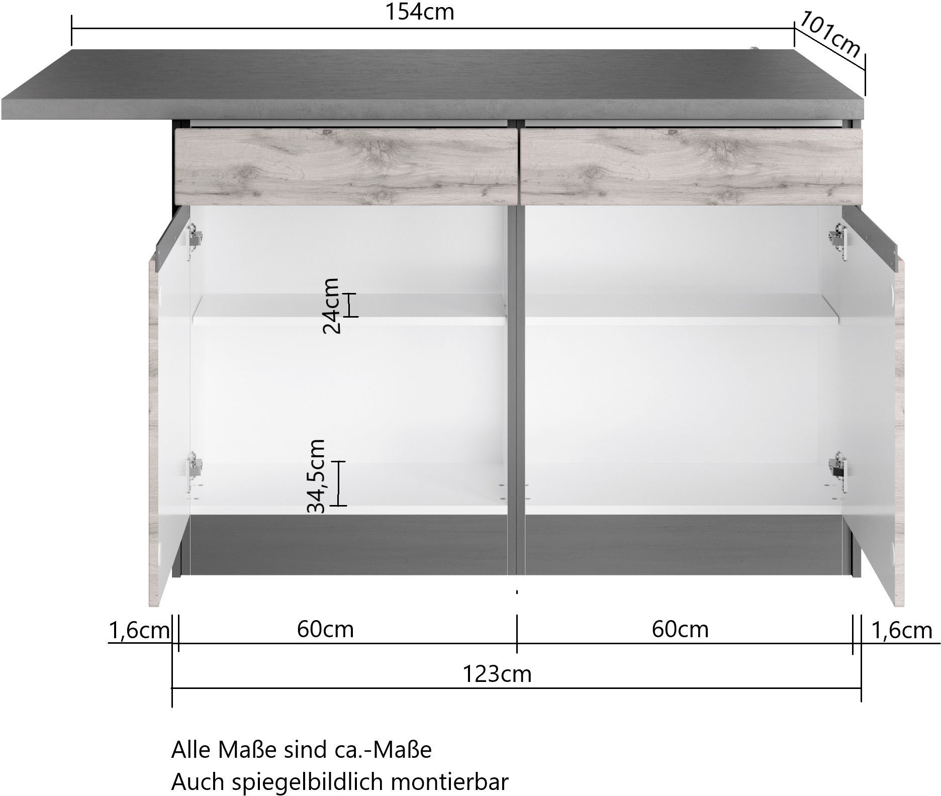 KOCHSTATION Winkelküche »KS-Riesa«, Stellbreite 340x150 cm, wahlweise mit oder ohne E-Geräte