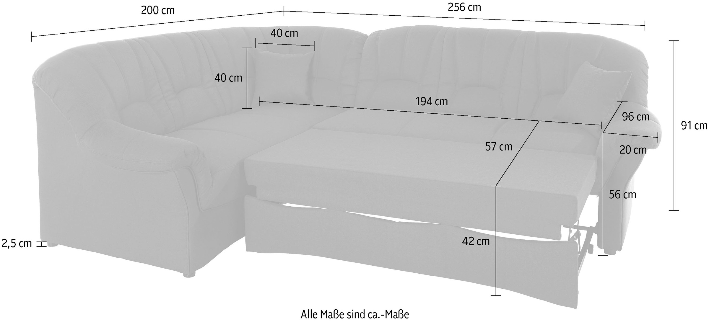 DOMO collection Ecksofa »Bahia L-Form«, wahlweise mit Bettfunktion