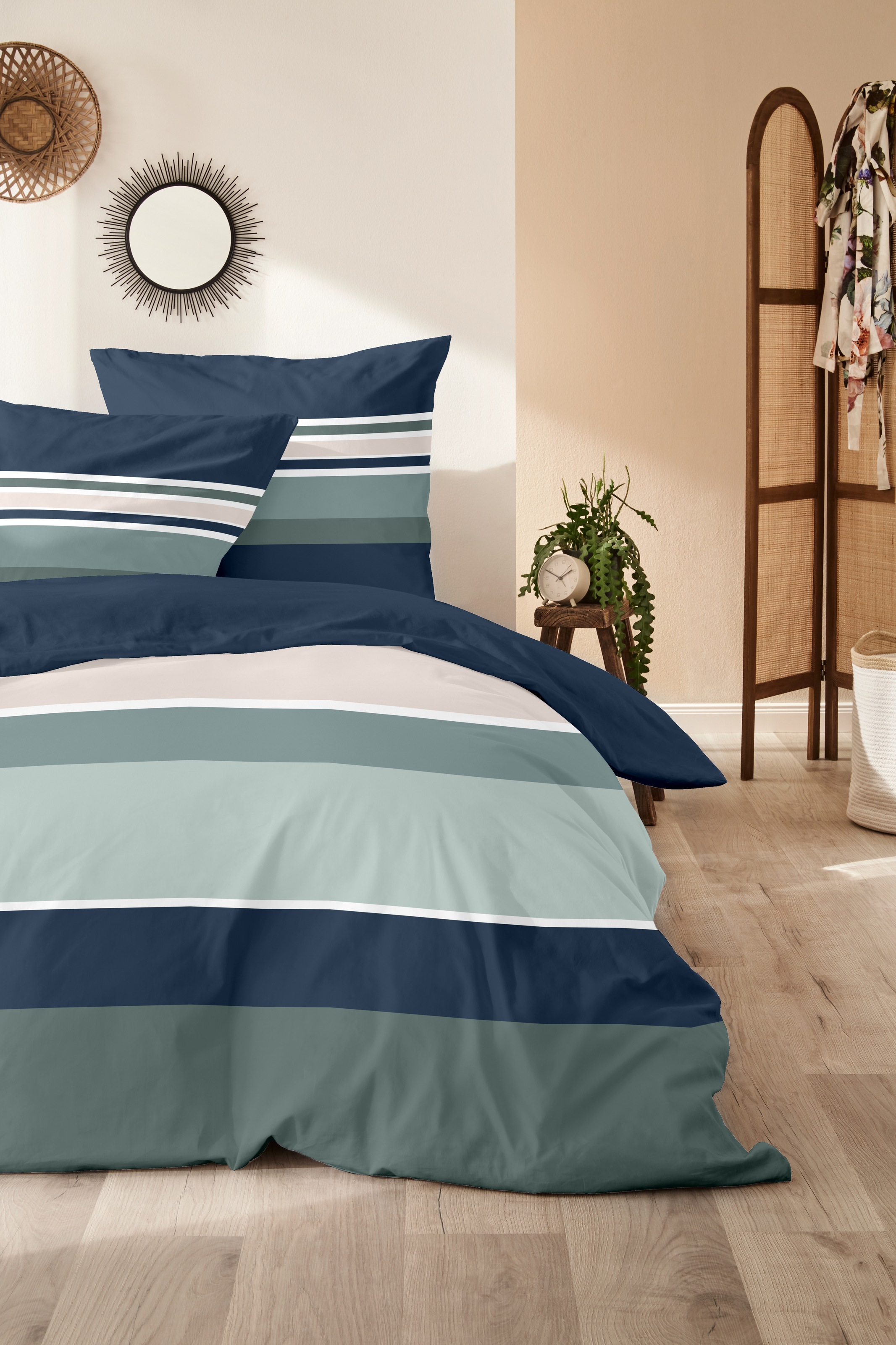 Primera Bettwäsche "Mako-Satin-Bettwäsche Line Art" 2 Stk. mit Streifen günstig online kaufen