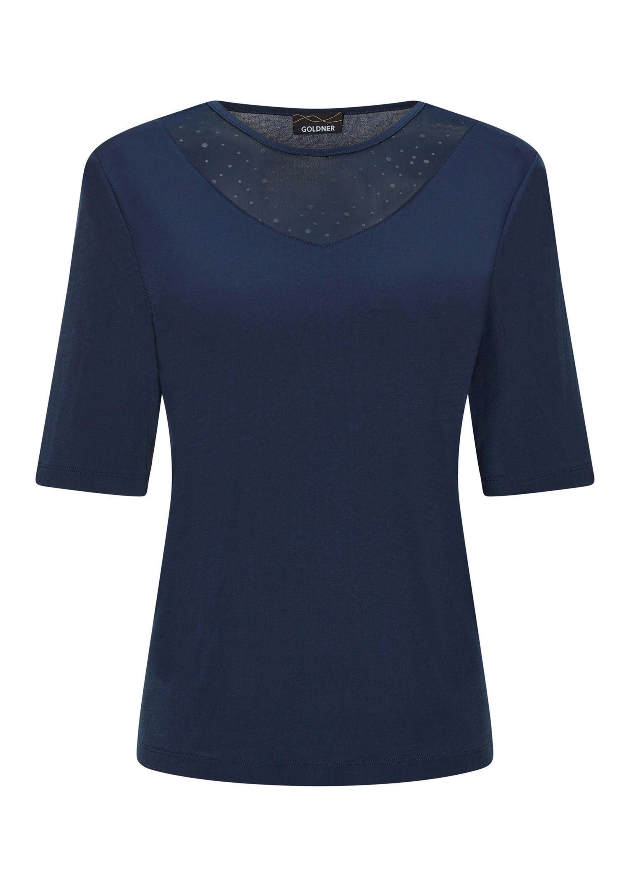 GOLDNER Kurzarmshirt "Elegantes Halbarmoberteil mit Mesh" glänzende Optik