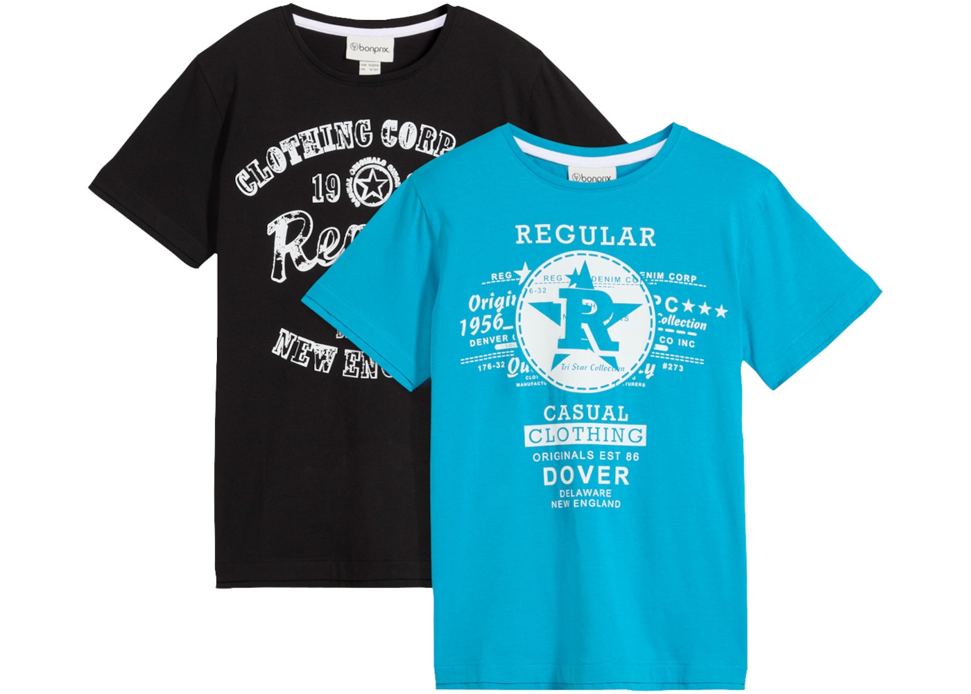 bonprix T-Shirt Packung, 2er, 2 bequeme Passform, Kurzarm-Design, aus reiner Baumwolle