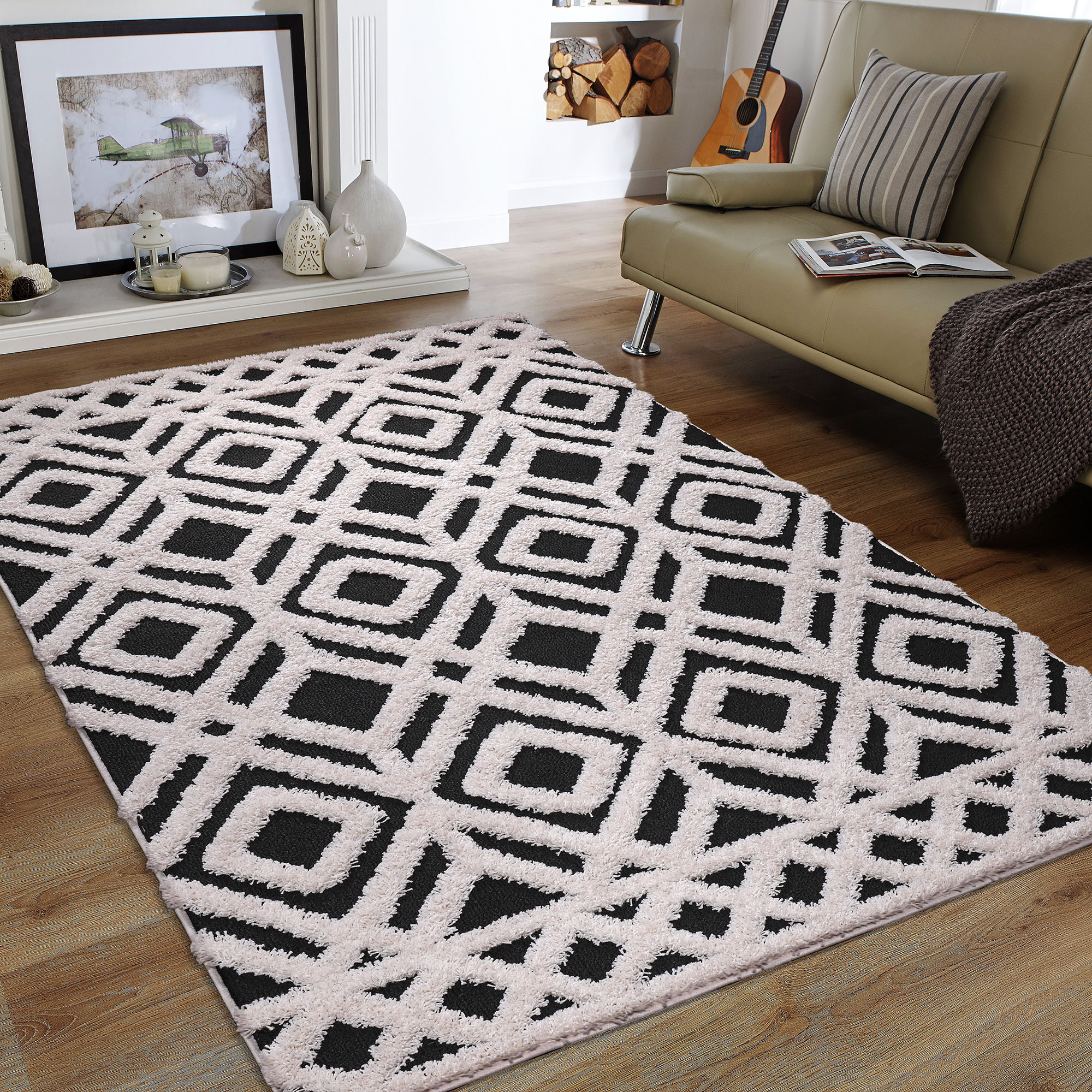 Sanat Hochflor-Teppich "Luxus 3506, auch in Rund erhältlich" rechteckig 30 mm Höhe robuster Langflor, weich, Wohnzimmer, Schlafzimmer