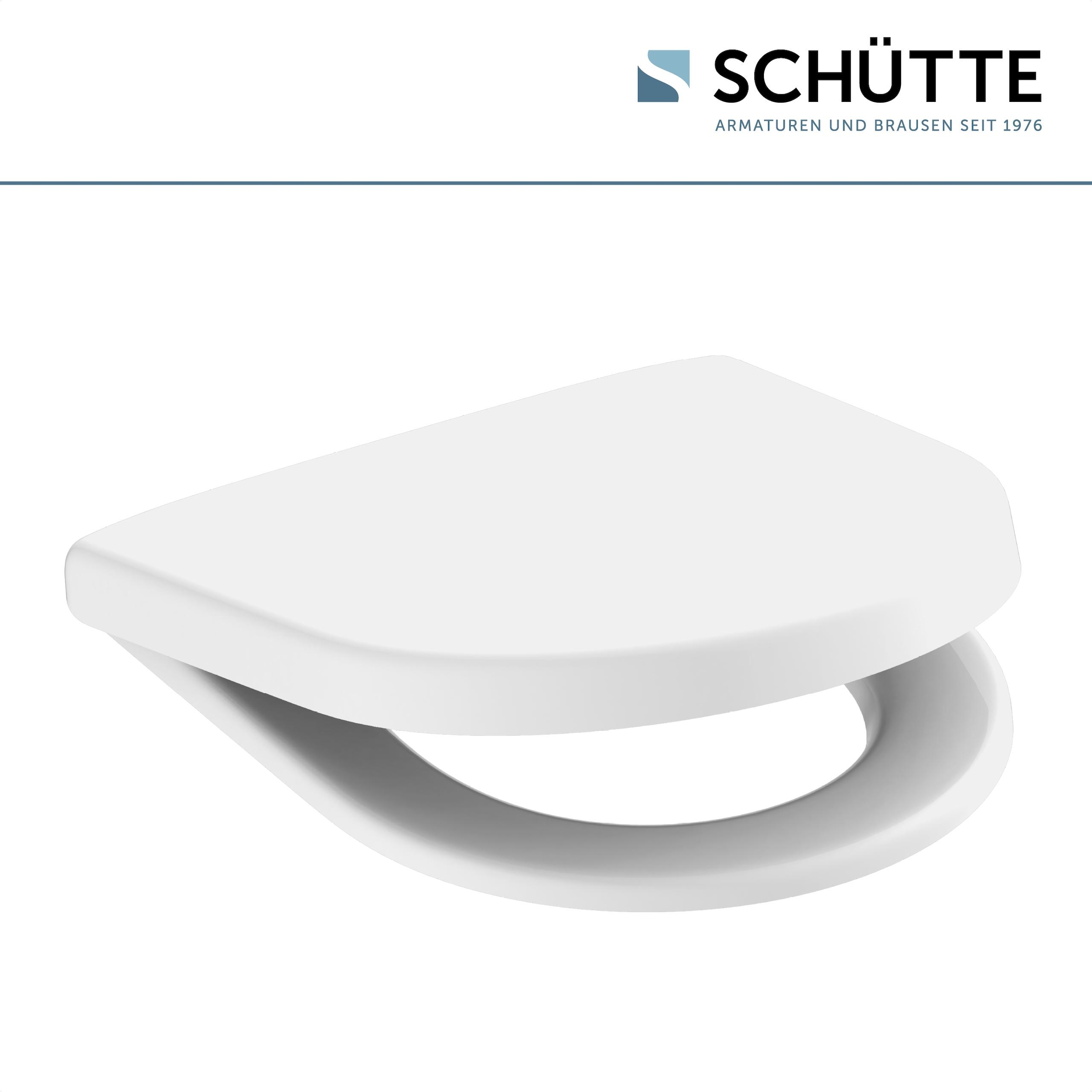 Schütte WC-Sitz »Duroplast, WHITE D-Form PRO 8«, (WC-Sitz, Befestigungsmaterial, Montageanleitung), mit Absenkautomatik und Schnellverschluss