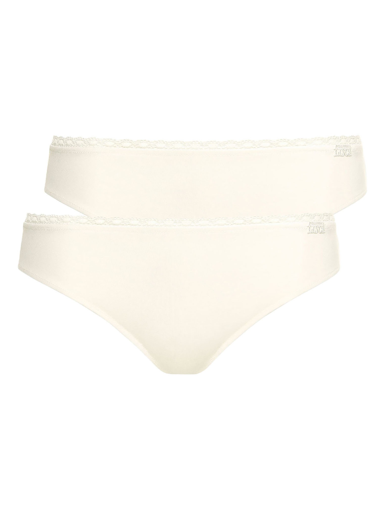 LISCA Damen Slip "2er Pack Damen Slip Ines", Gr. 48, beige, Spitze, Obermaterial: 95% Baumwolle CO. 5% Elasthan EL., Unterhosen