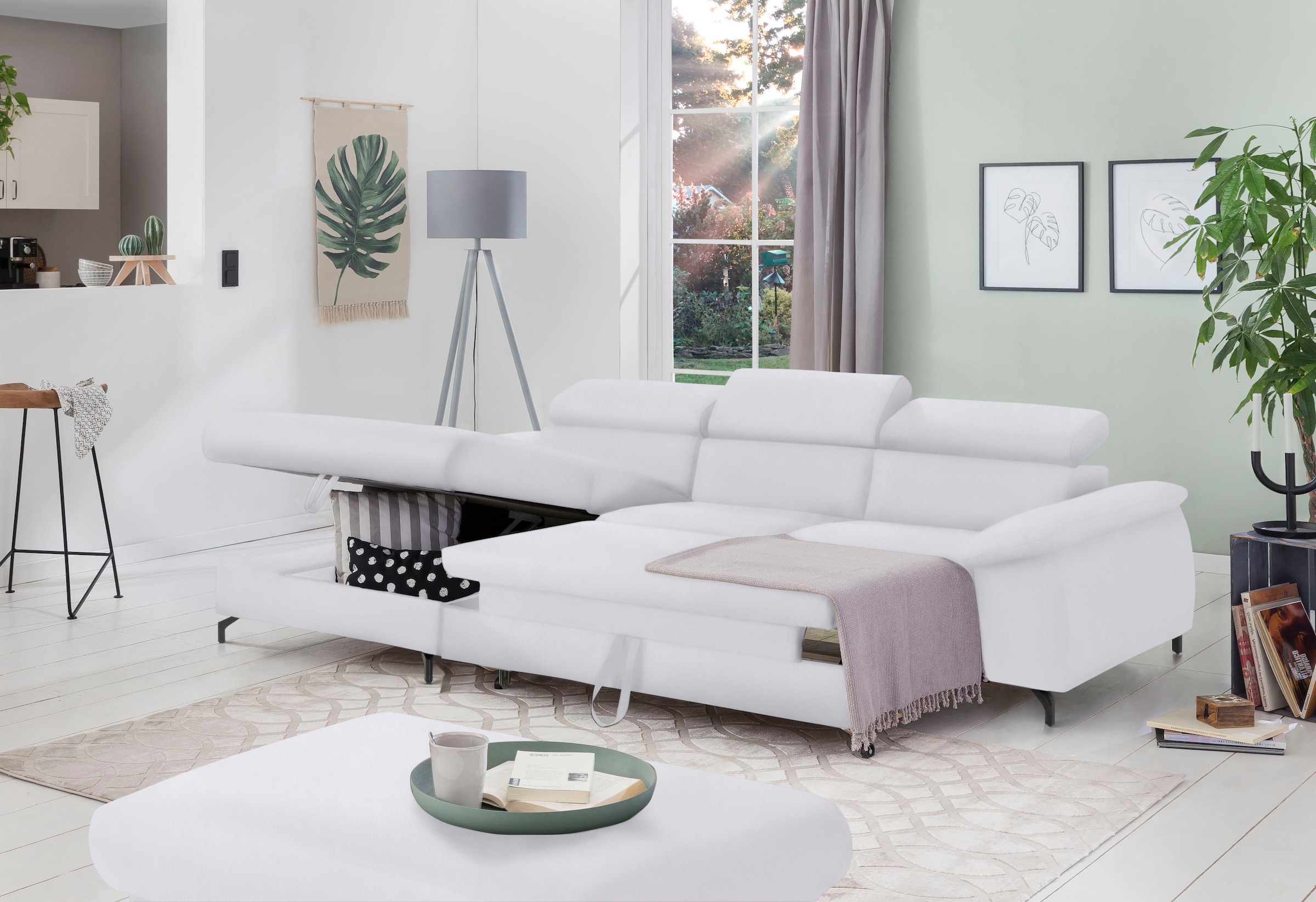 COTTA Ecksofa »Kitty L-Form, B: 242 cm«, mit Kopfteilverstellung, optional Bettfunktion & Bettkasten