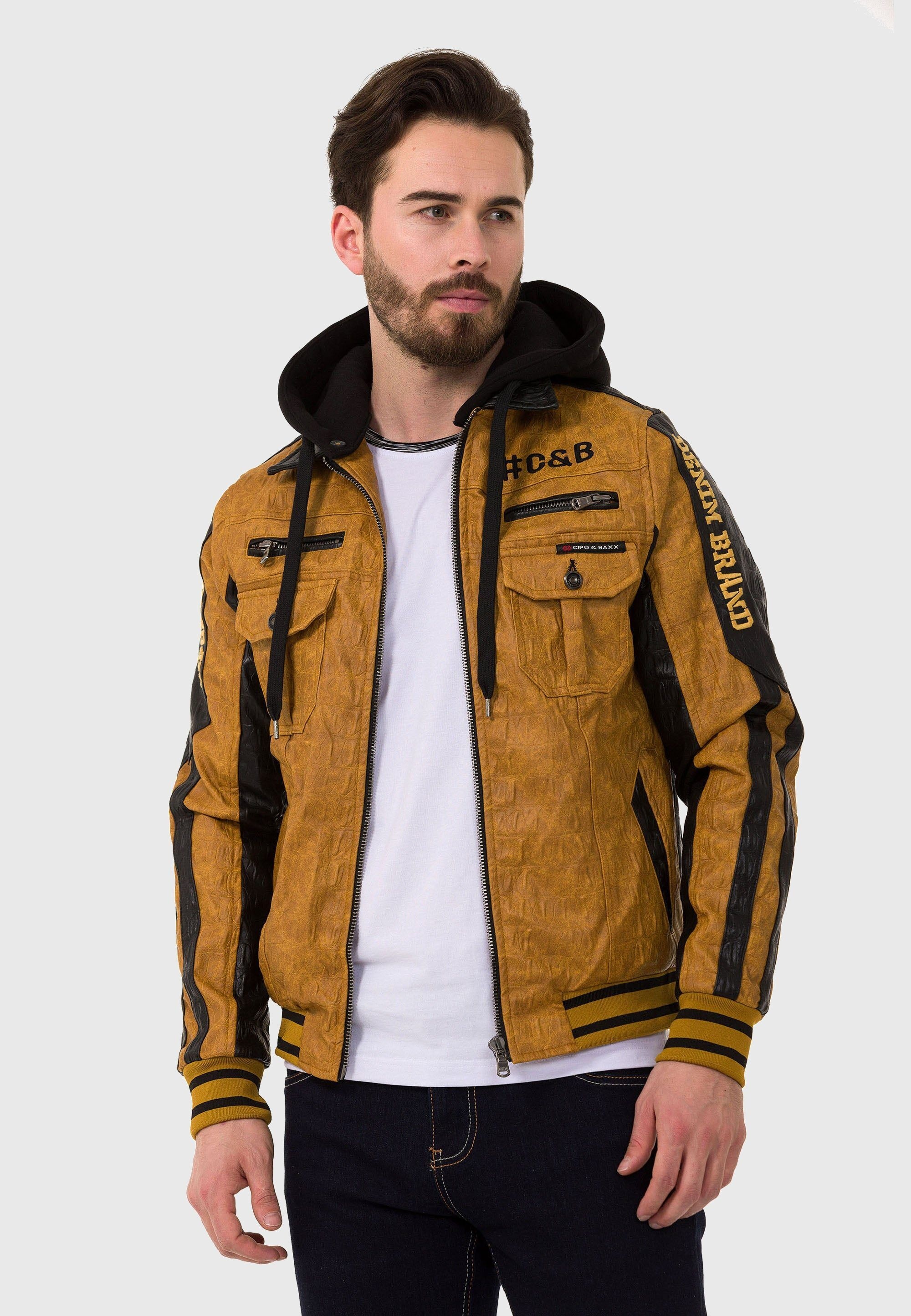 Cipo & Baxx Lederimitatjacke »Jacke«, ohne Kapuze, aus Kunstleder
