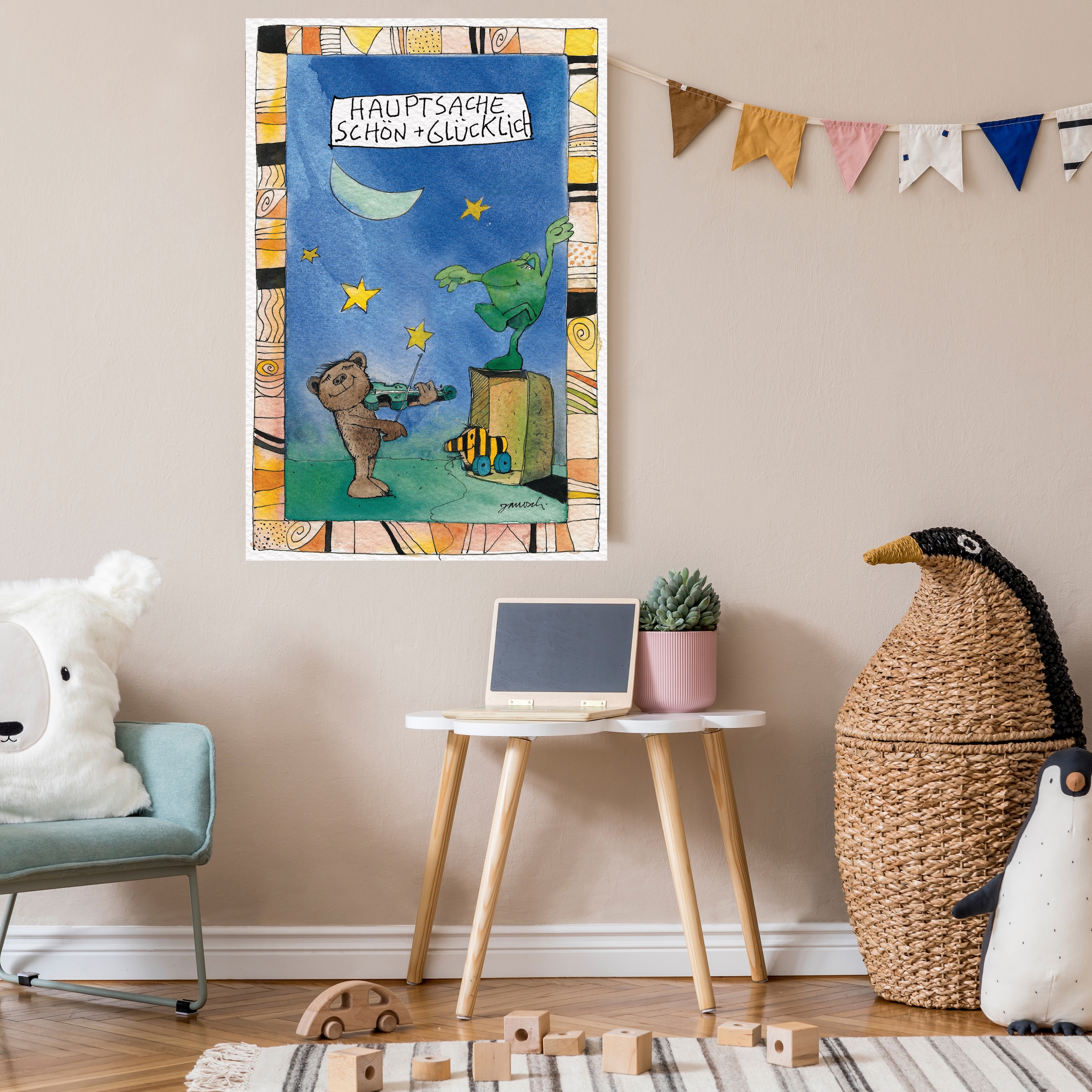 LuckyLinde Leinwandbild "Der kleine Bär - Hauptsache schön glücklich" 1 Stk günstig online kaufen