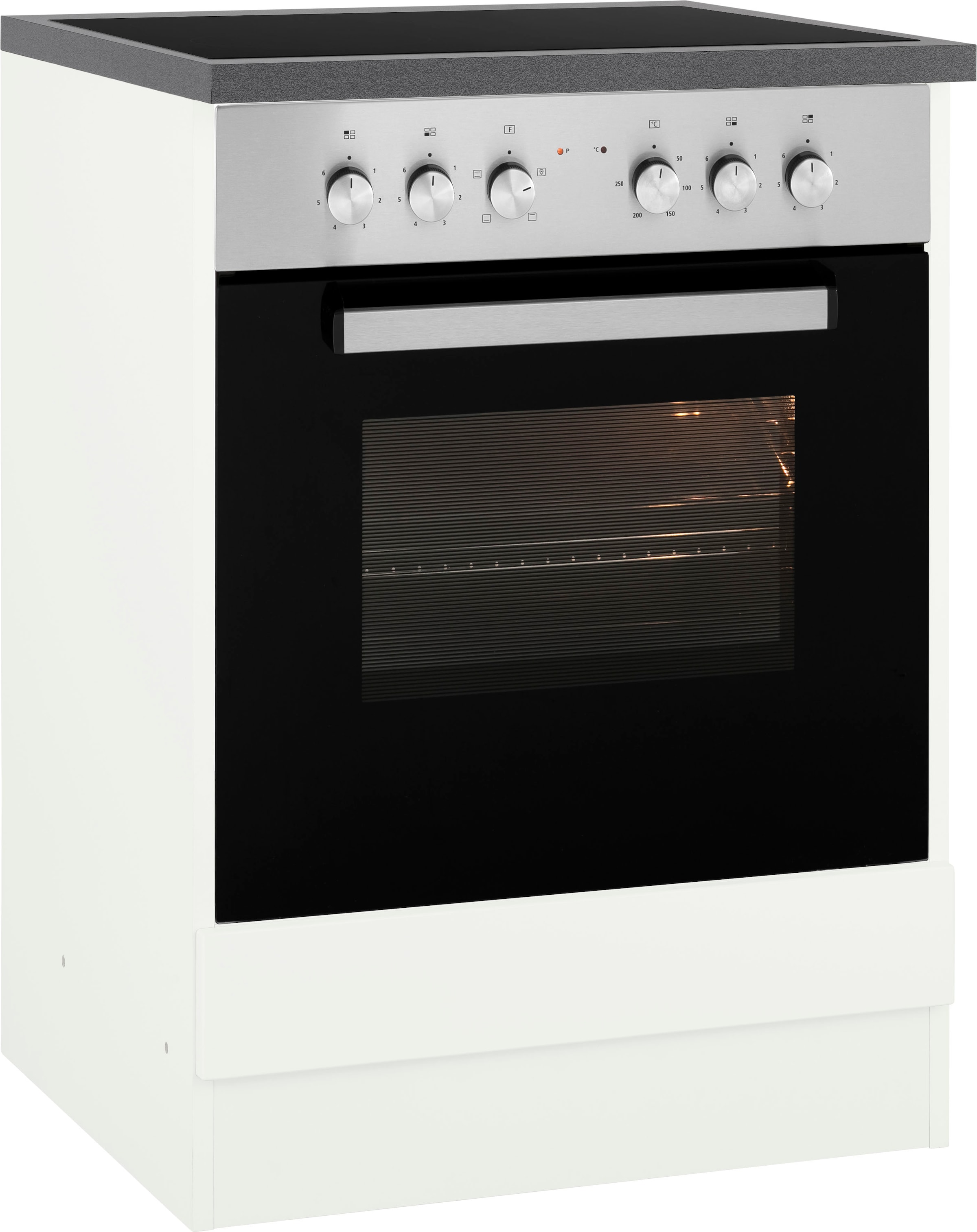 KOCHSTATION Herdumbauschrank "KS-Virginia,neu in verbesserter Ausführung" Stauraum, Breite 60 cm, Höhe 85 cm, Nische für Ofen B/H/T: 56/59/55 cm