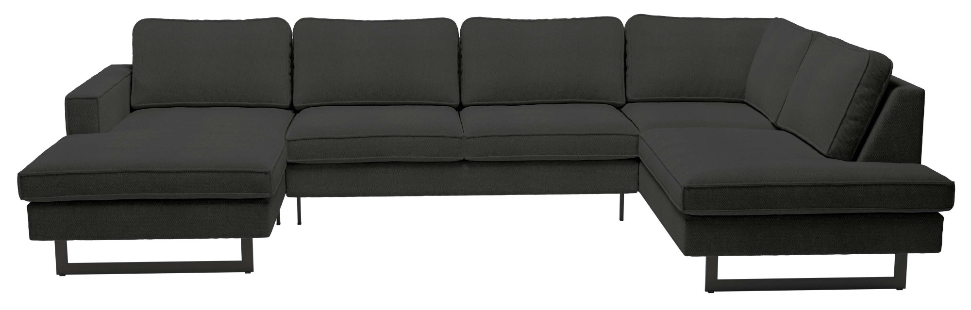 Places of Style Wohnlandschaft »Pinto, 350 cm, U-Form, XXL, mit Ottomanen«, Cord, Feincord, Luxus-Microfaser Leder und Chenille