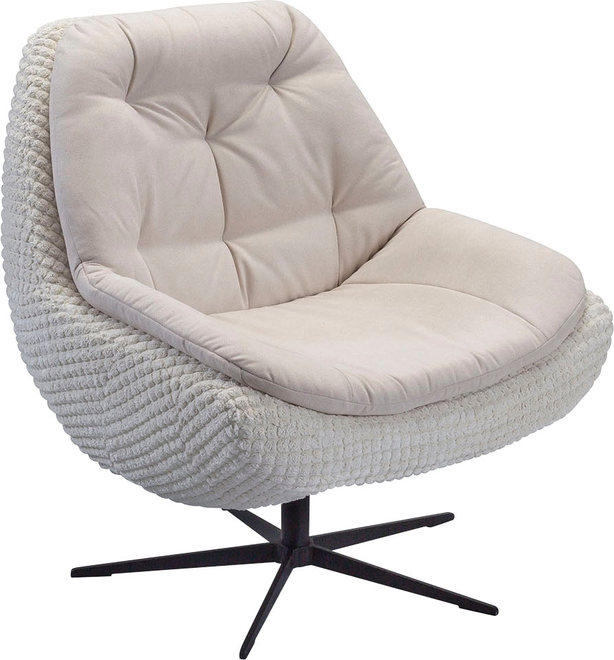 exxpo - sofa fashion Drehsessel »Dim, Loungesessel im Materialmix, Design und Komfort, Solitärmöbel«, Drehsessel bequem gepolstert mit elegantem Metall-Sternfuss