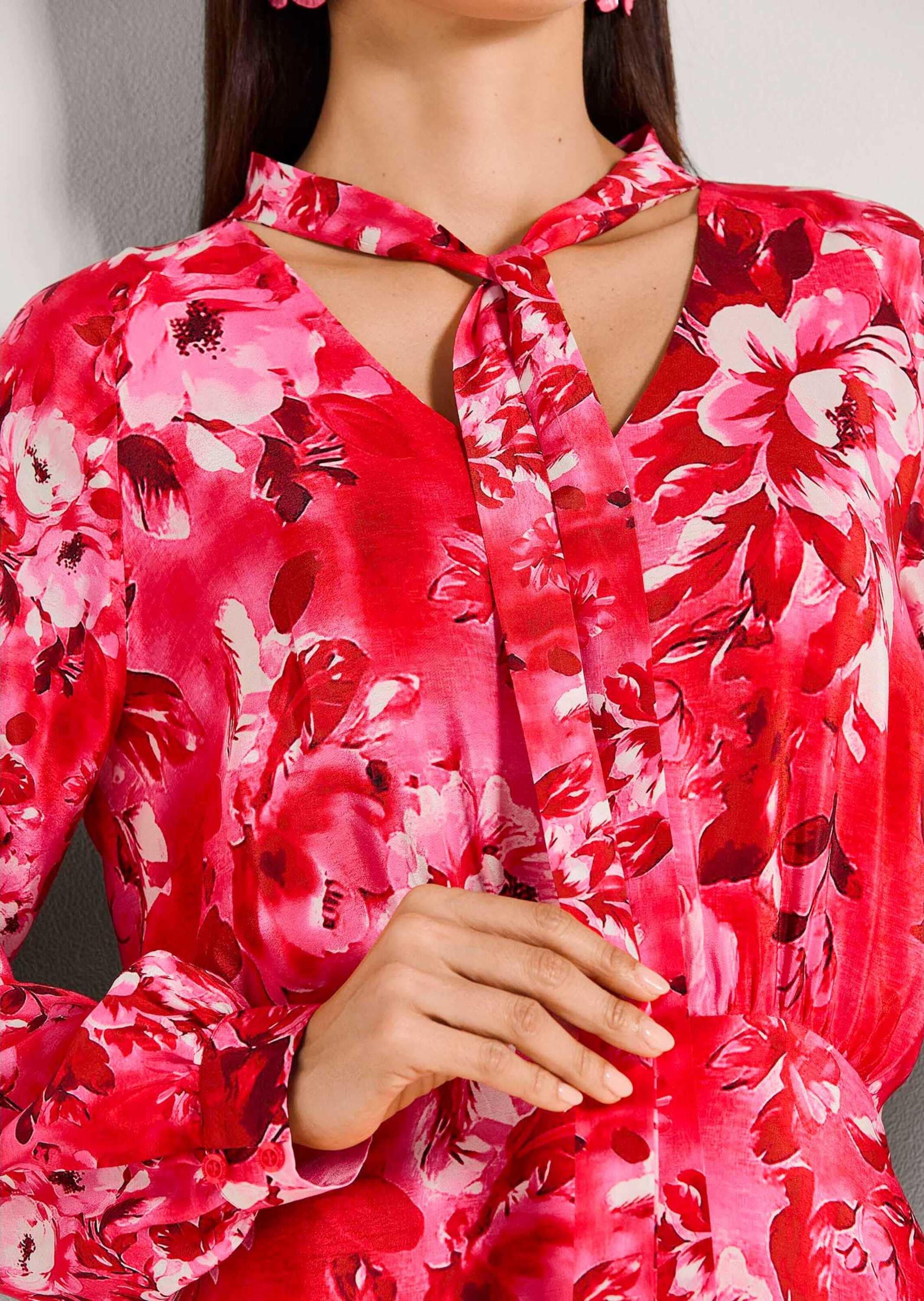 MADELEINE Druckkleid »Druckkleid Stretchkleid mit Blumenmuster« Mit Bindeband am Ausschnitt