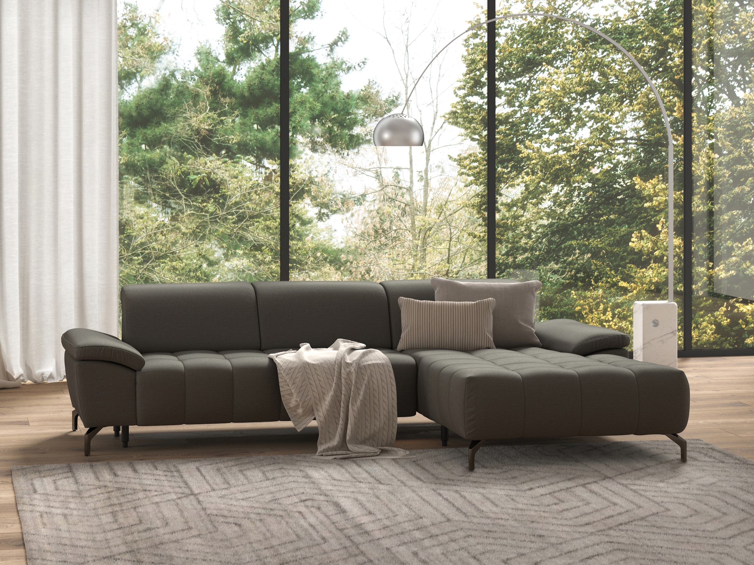 sit&more Ecksofa "Cool L-Form" wahlweise mit Kopfteilverstellung und Vorziehsitz, motorisch