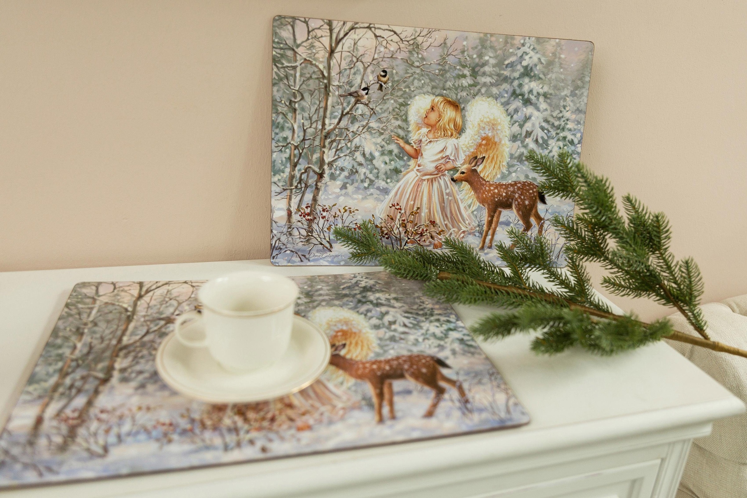 Myflair Möbel & Accessoires Platzset "Engel mit Reh, Weihnachtsdeko" Kork günstig online kaufen
