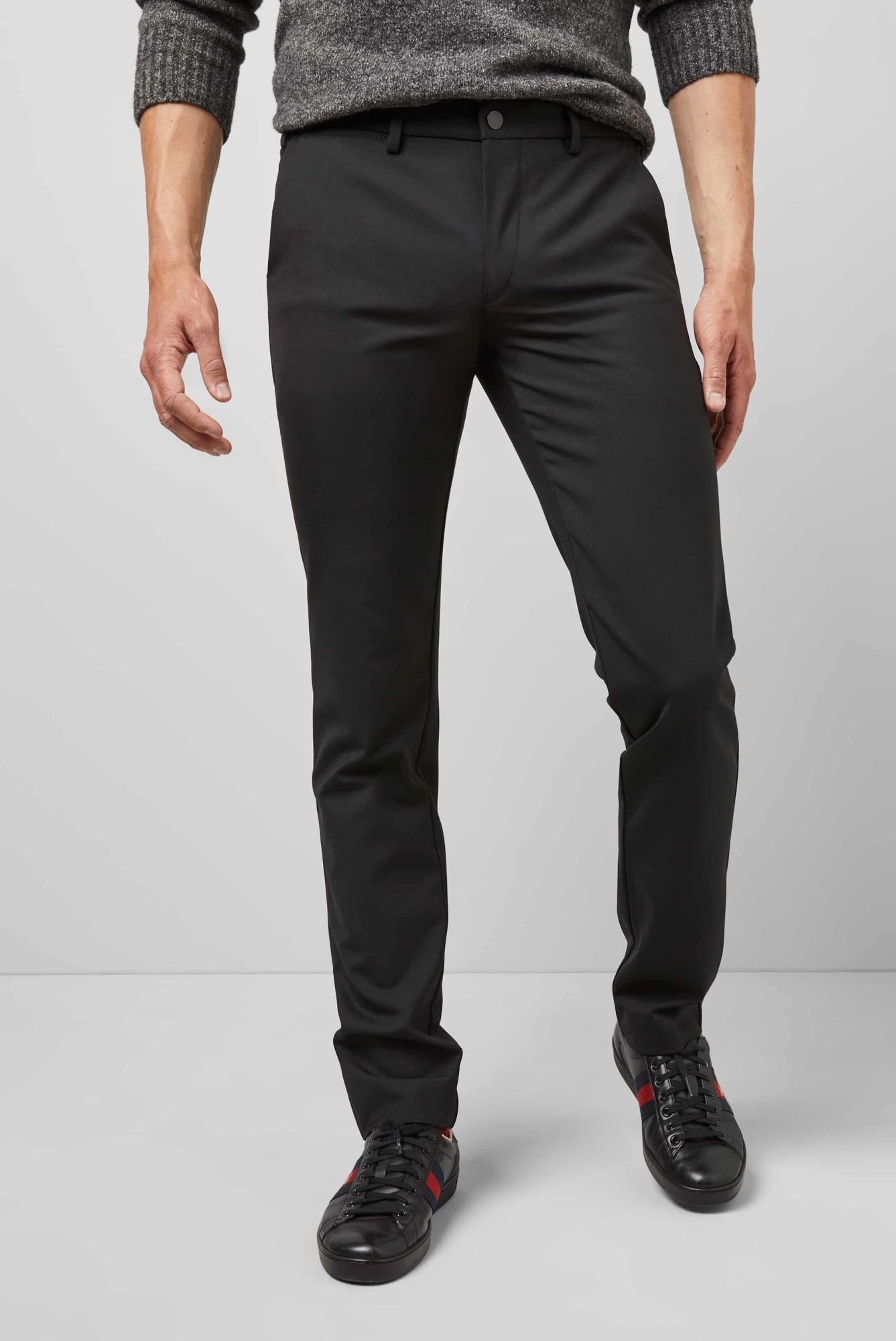Chinos MEYER "M5 Chino", Herren, Gr. 36, Länge 32, schwarz, 53% Polyester, 44% Wolle, 3% Elasthan, unifarben, figurumspielend lang, Hosen, M5 Chino mit 4-Way-Stretch