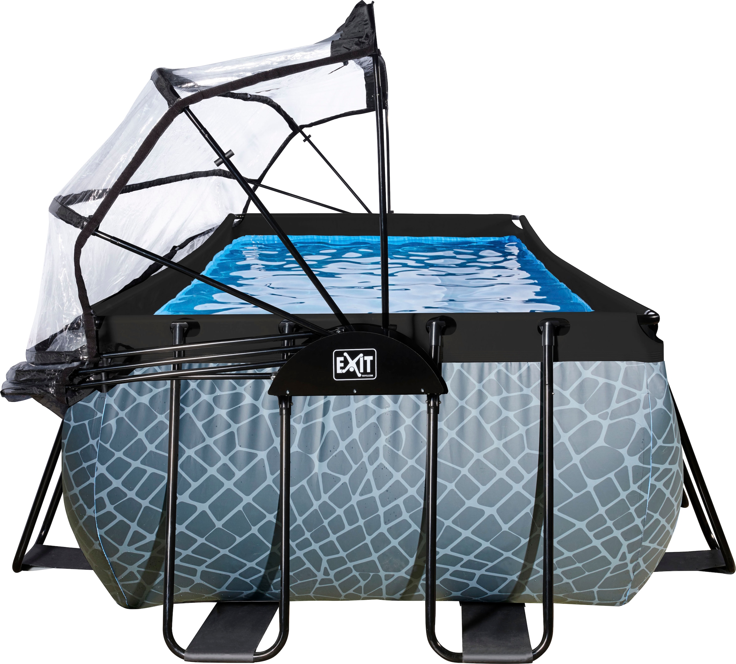 EXIT Framepool »inkl. Poolabdeckung und Wärmepumpe«, (Set, 5 tlg.), 5-tlg., BxLxH: 200x400x100 cm, mit Sandfilteranlage und Poolleiter
