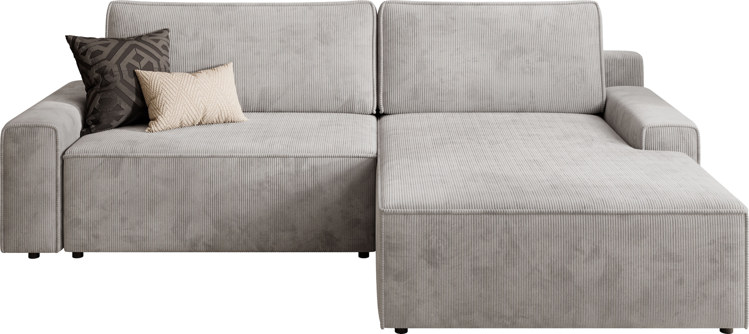 TRENDMANUFAKTUR Ecksofa »Challenge, Schlafsofa mit Bettkasten, Couch in L-Form, Breite 245 cm«, Recamiere beidseitig montierbar, mit Bettfunktion, trendiger Cordstoff